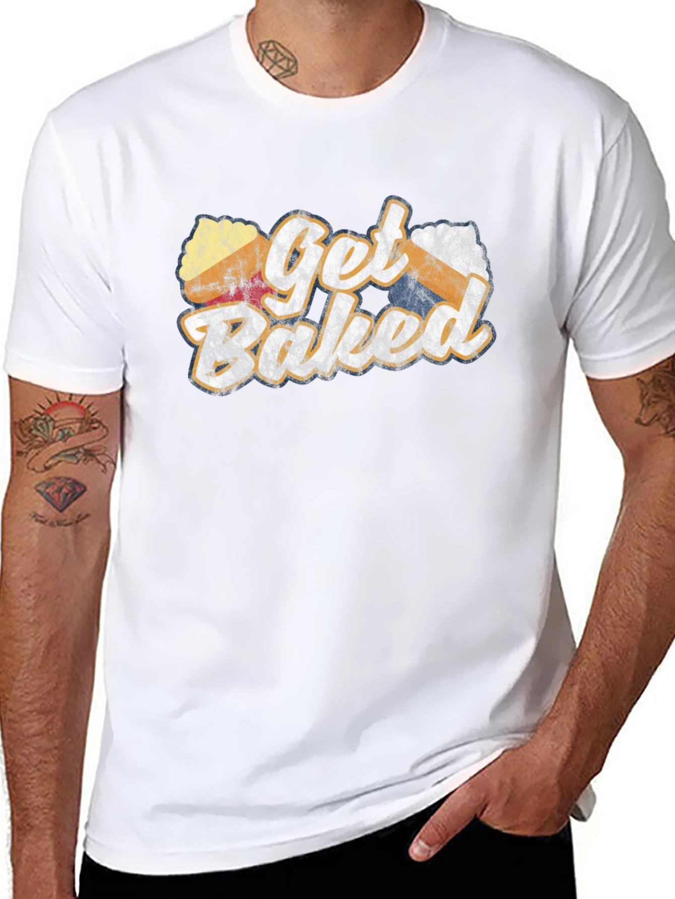 Black Get Baked Novelty Graphic T-Shirt view 8