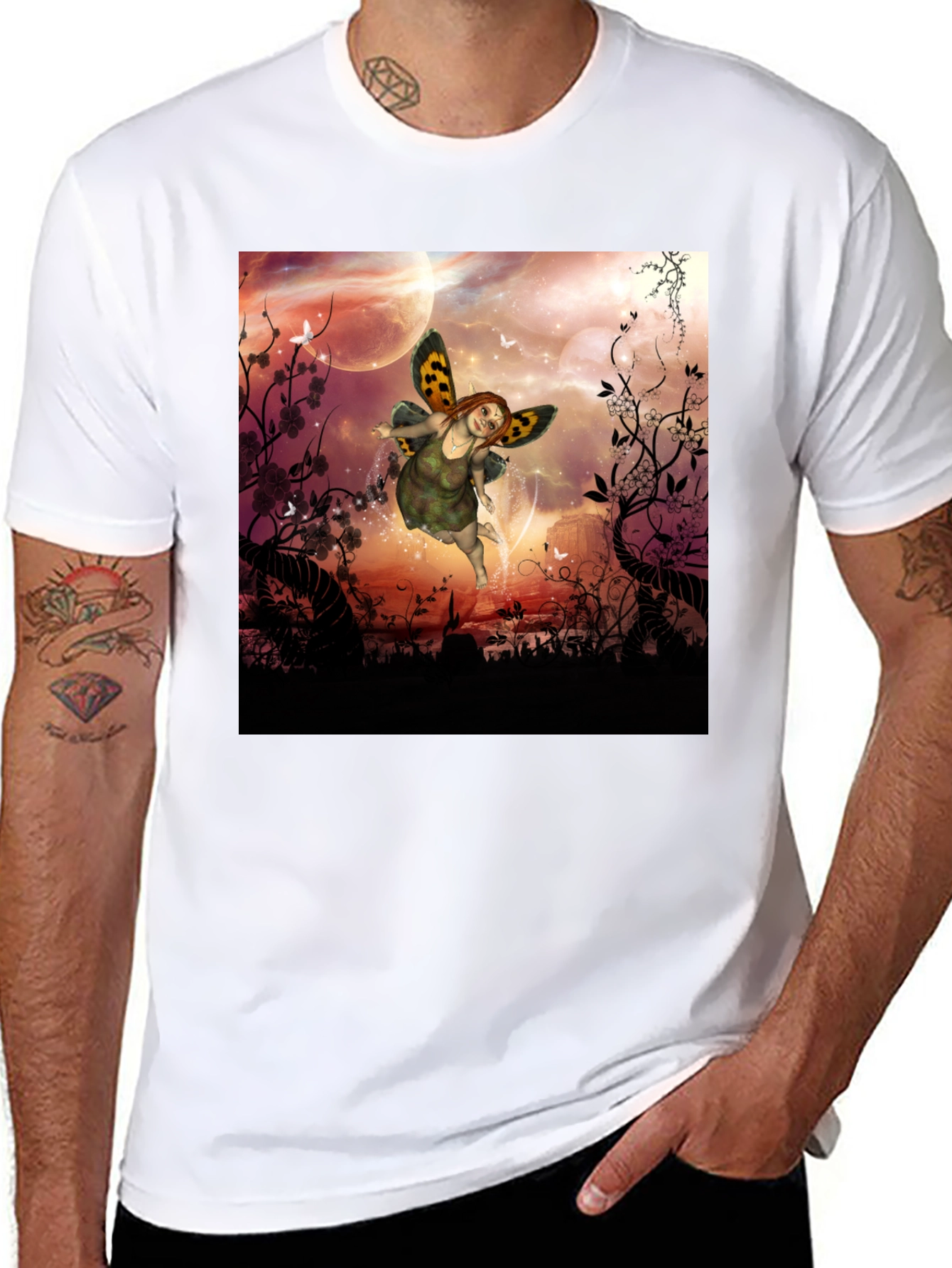 Black Fairy Fantasy Graphic Tee - Unique Design view 8