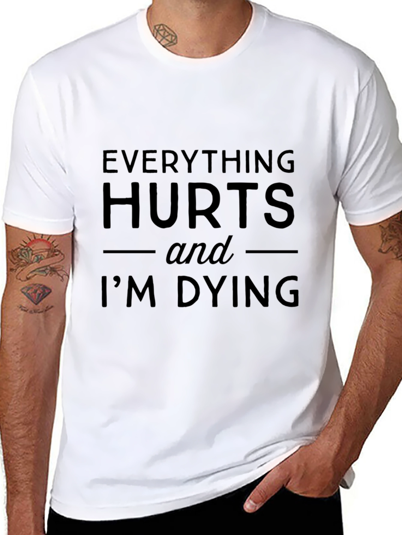Black Everything Hurts & I'm Dying Graphic T-Shirt view 8
