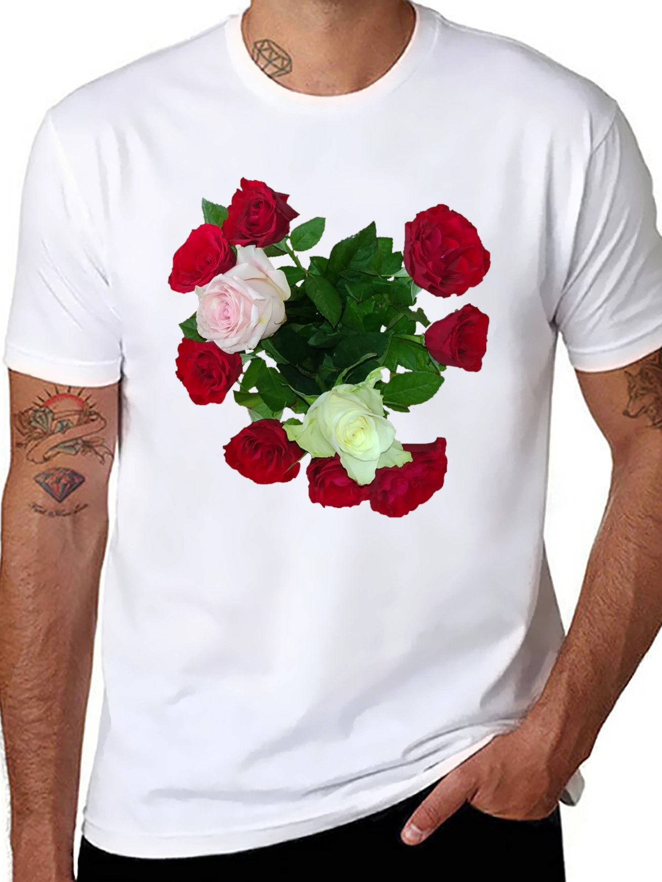 Black Floral Bouquet Graphic Tee - Classic Fit Black T-Shirt view 8