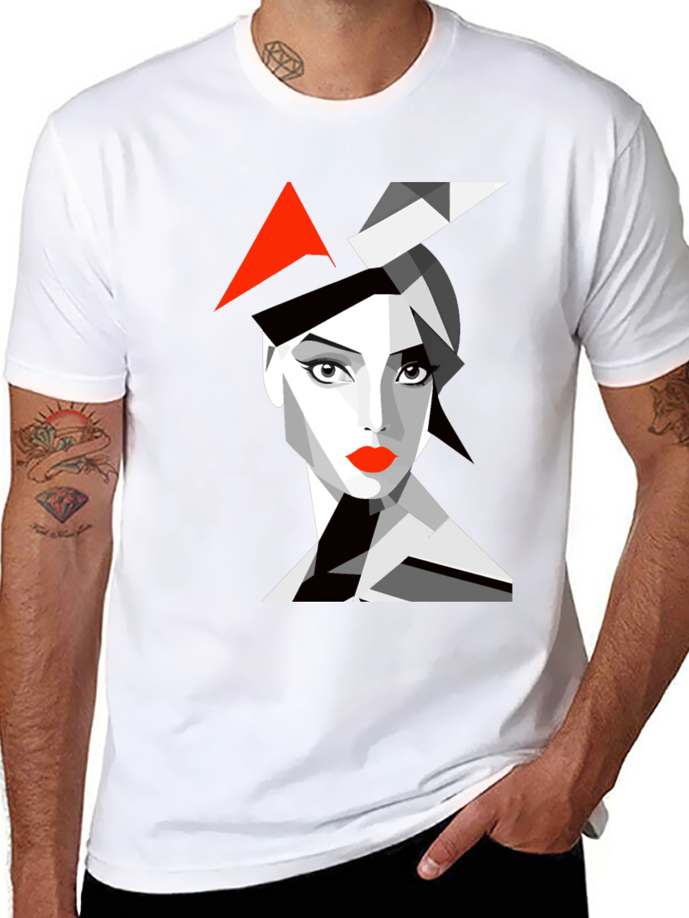 Black Abstract Woman Graphic Black T-Shirt view 8