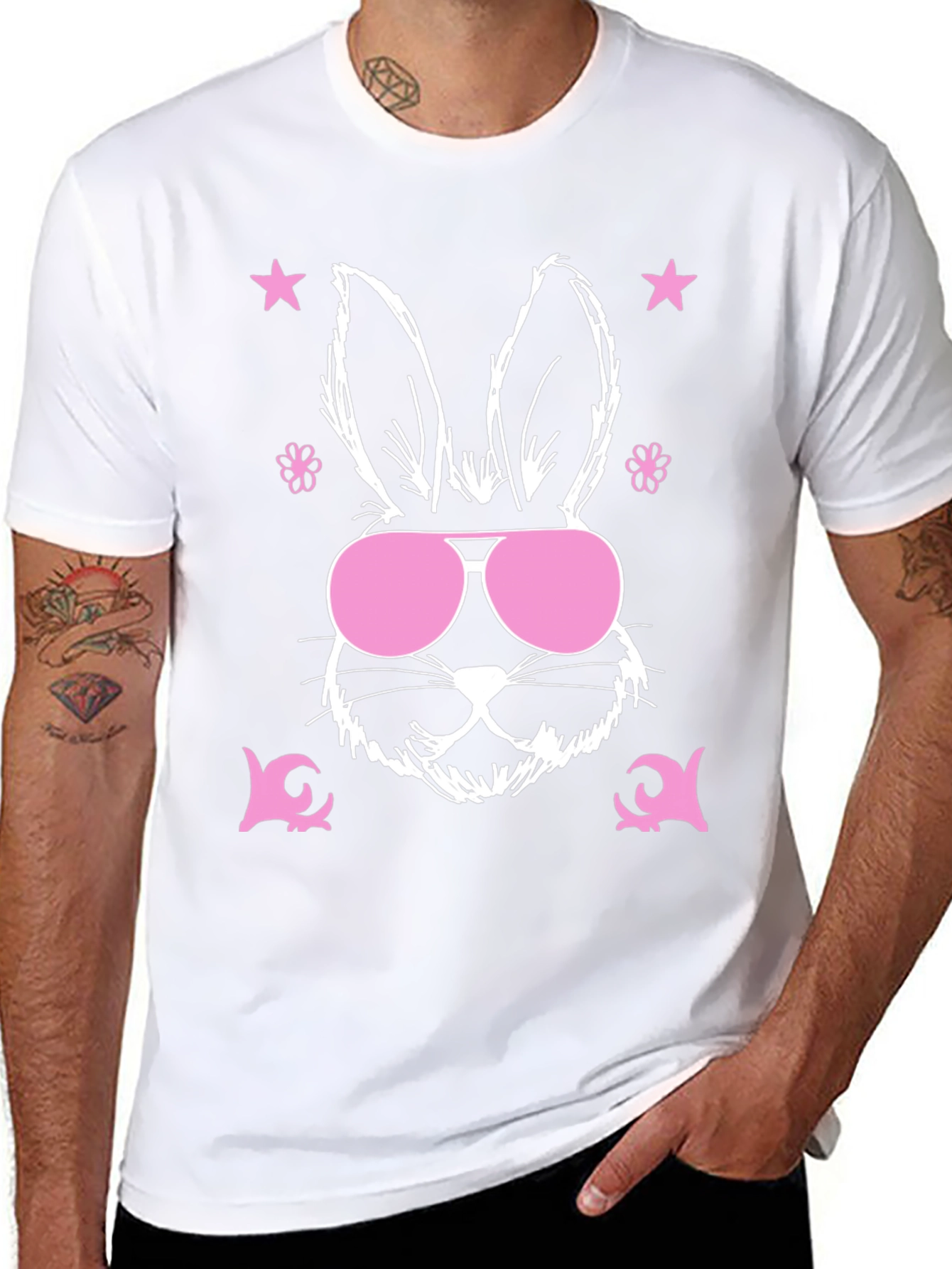 Black Cool Bunny Graphic Tee - Easter Vibes view 8