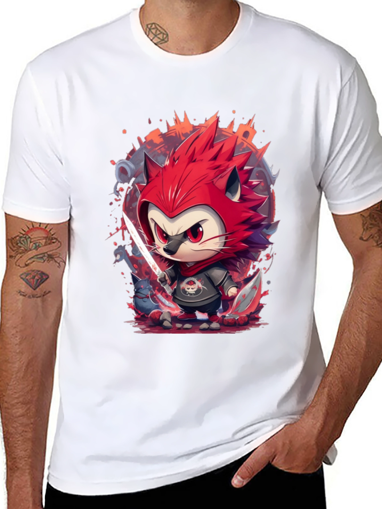 Black Ninja Cat Graphic Tee view 8