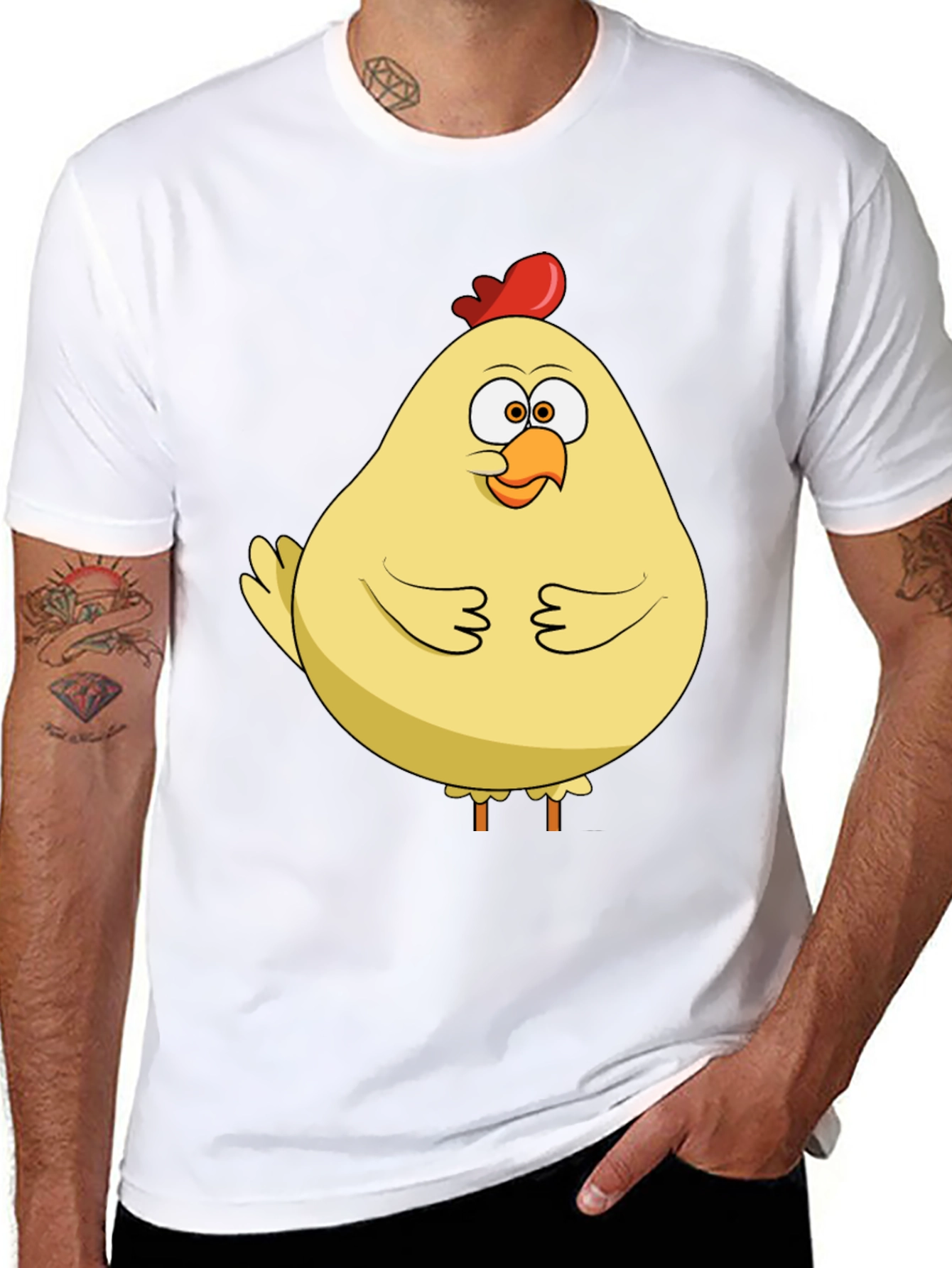 Black Funny Chicken T-Shirt - Quirky Cartoon Bird Tee view 8
