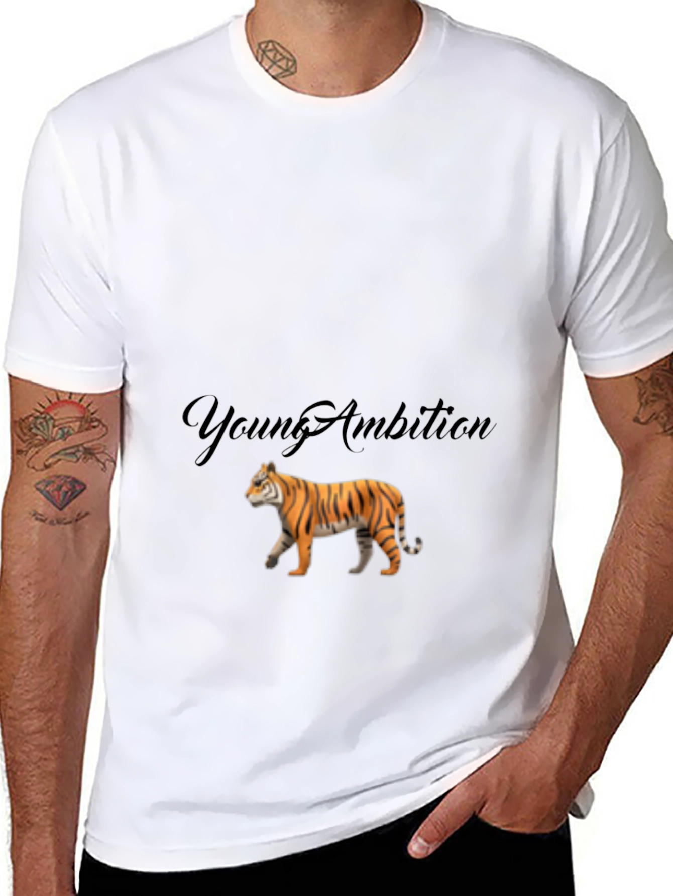 Black Young Ambition Tiger Graphic Black T-Shirt view 8