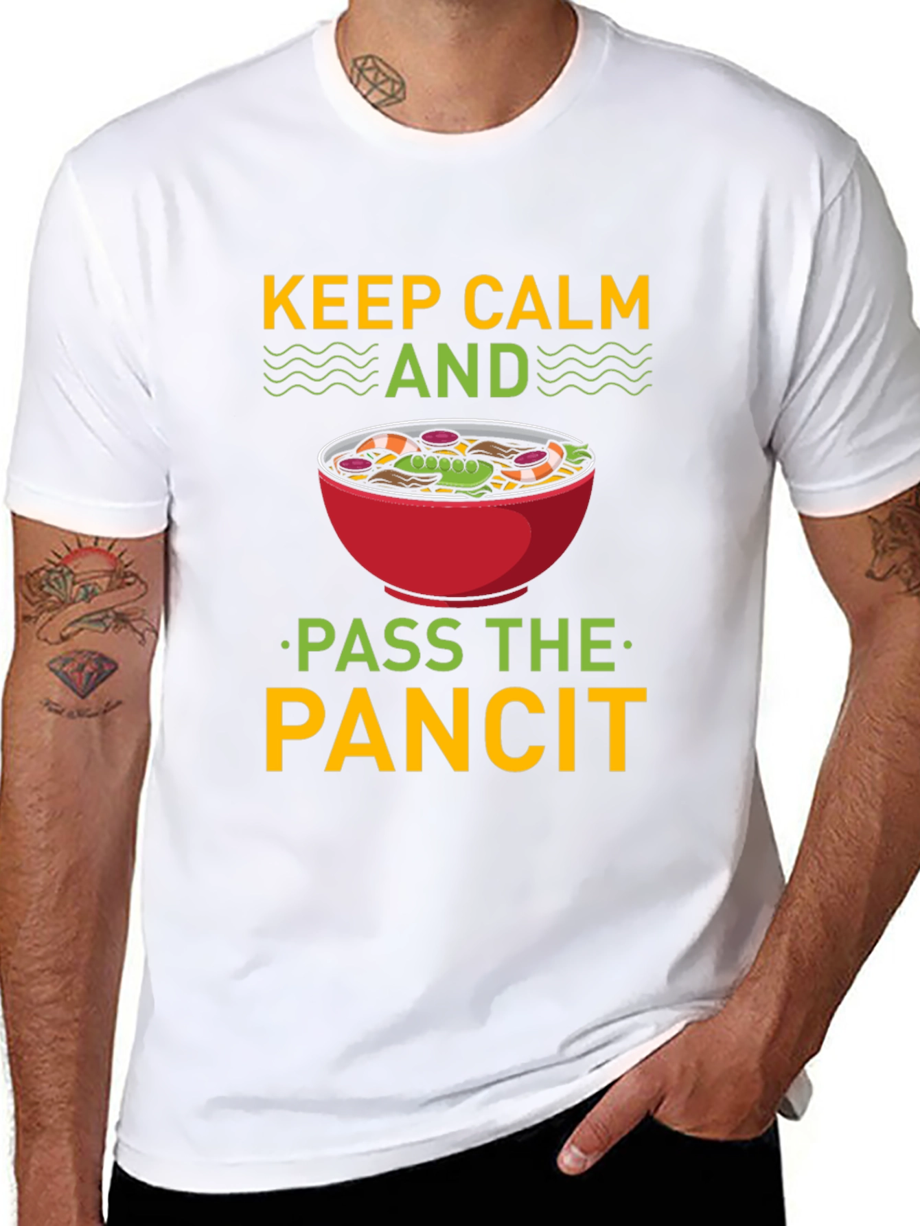 Black Keep Calm and Pass the Pancit T-Shirt view 8