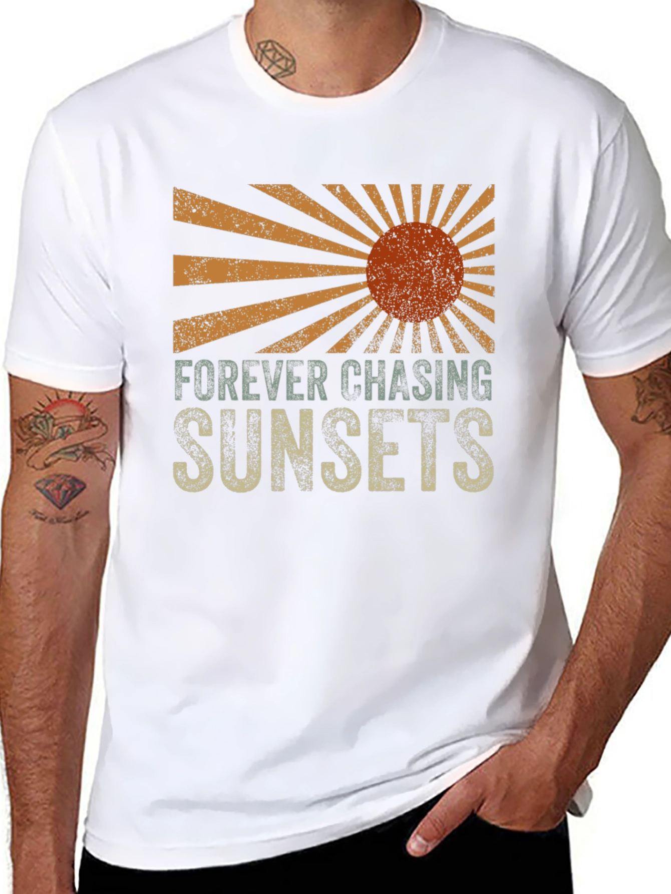 Black Sunset Chaser Graphic Tee - Retro Design view 8