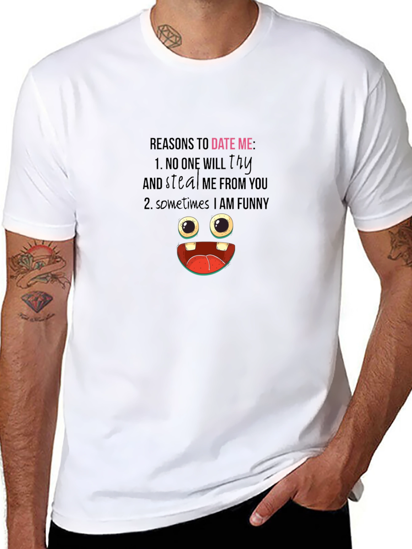 Black Funny Reasons to Date Me Graphic T-Shirt view 8