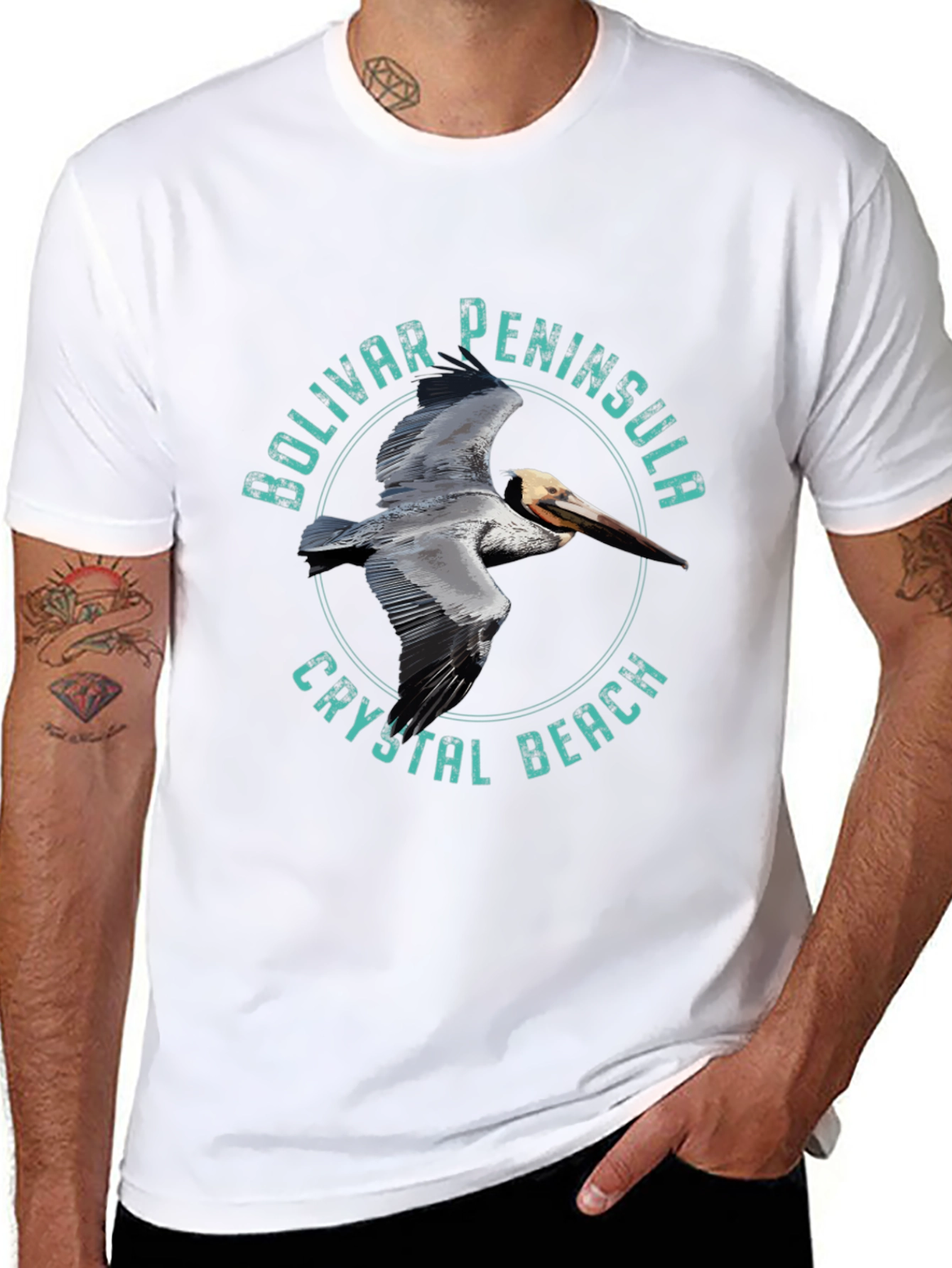 Black Bolivar Peninsula Crystal Beach Pelican Graphic Tee view 8