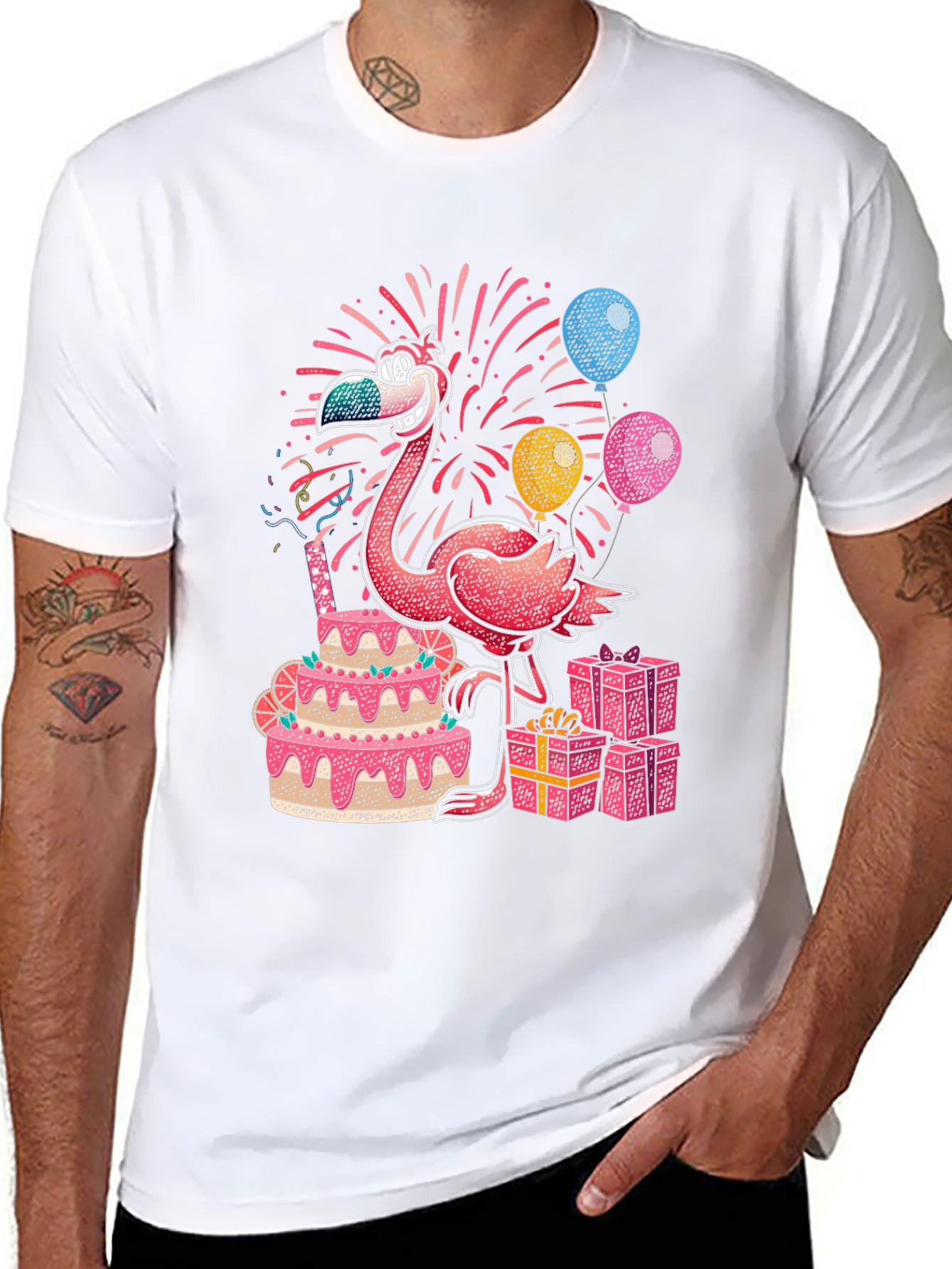 Black Flamingo Birthday Party T-Shirt view 8