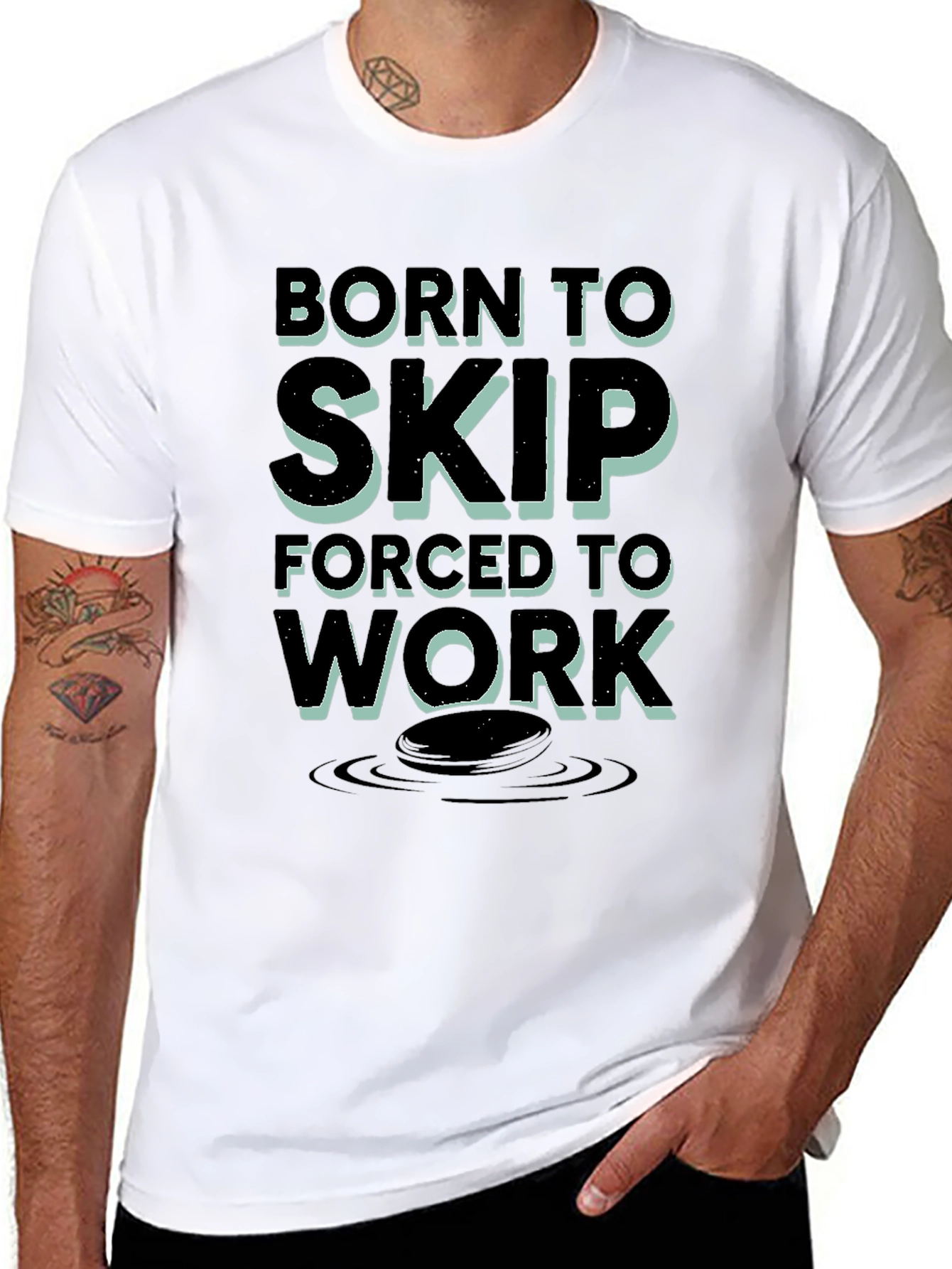 Black Born to Skip, Forced to Work T-Shirt view 8