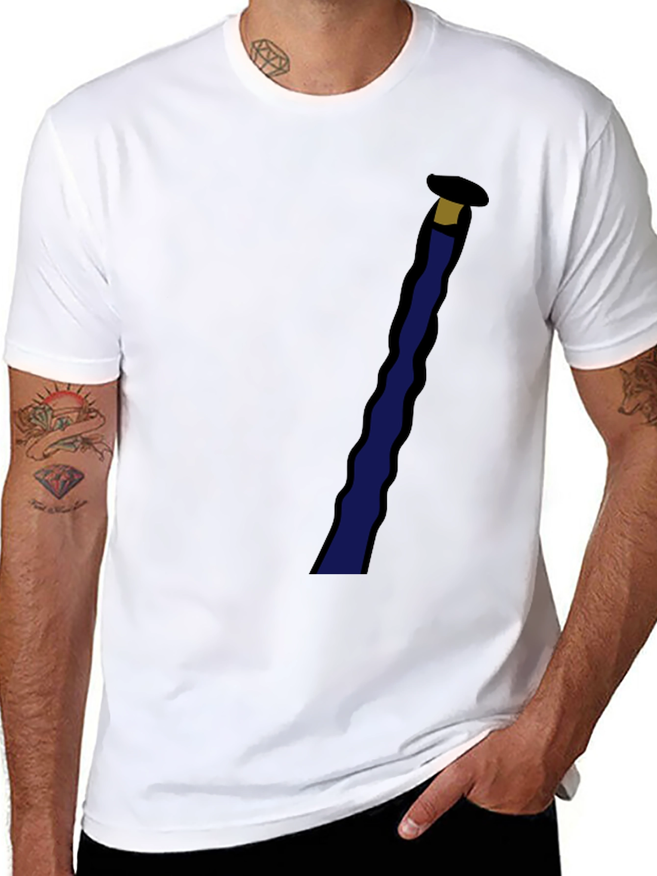 Black Novelty Black T-Shirt with Staff Graphic view 8