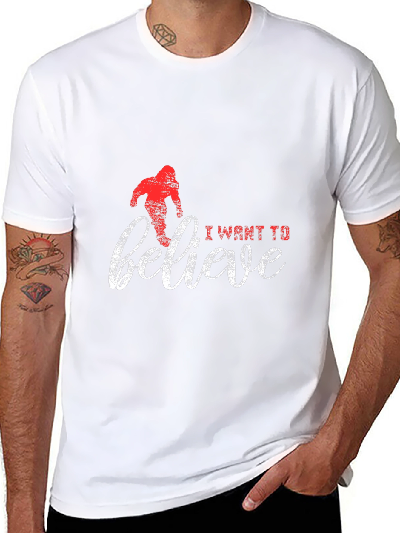 Black I Want To Believe Bigfoot Graphic Tee view 8