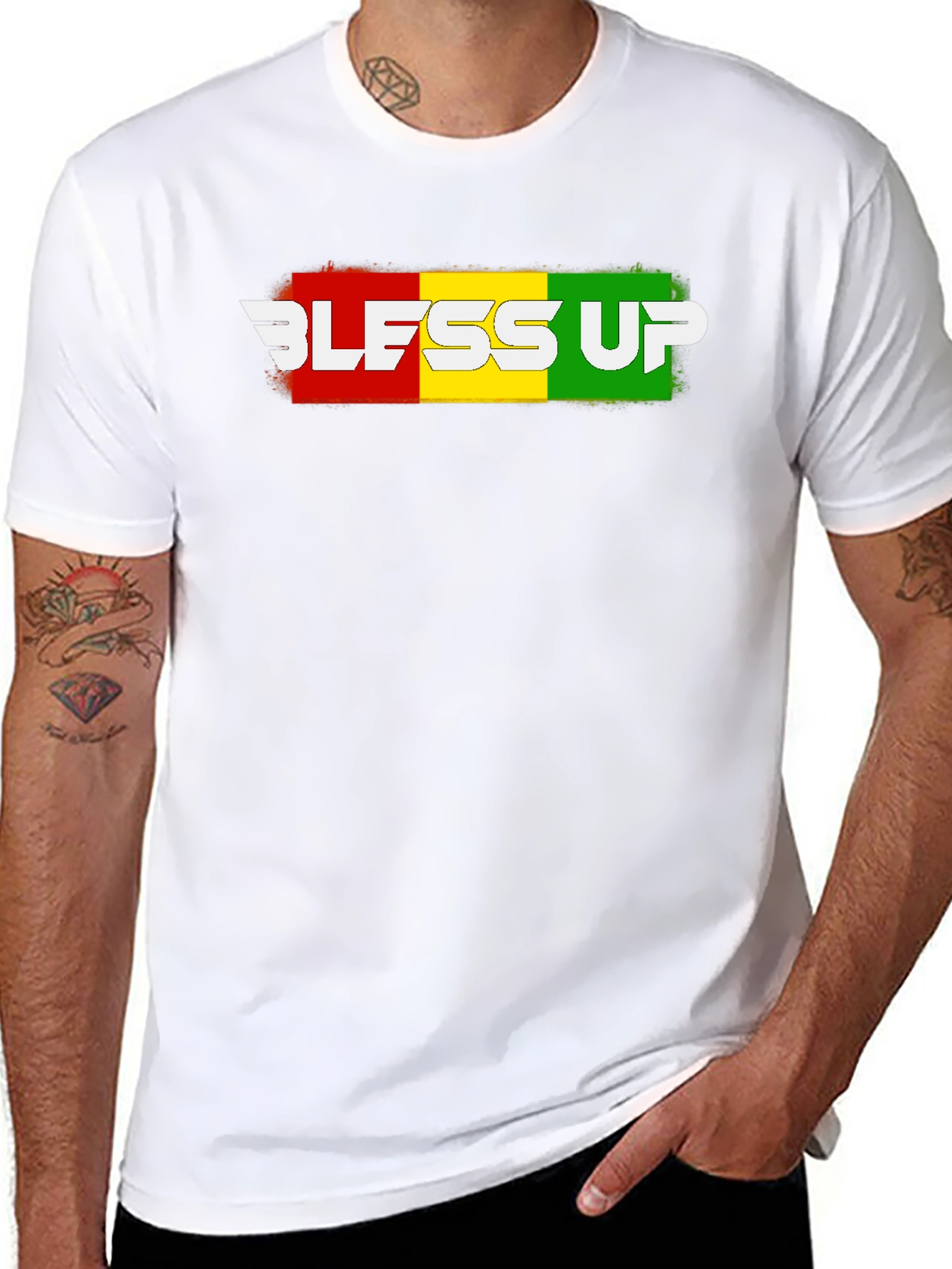 Black Bless Up Rasta T-Shirt - Reggae Style view 8
