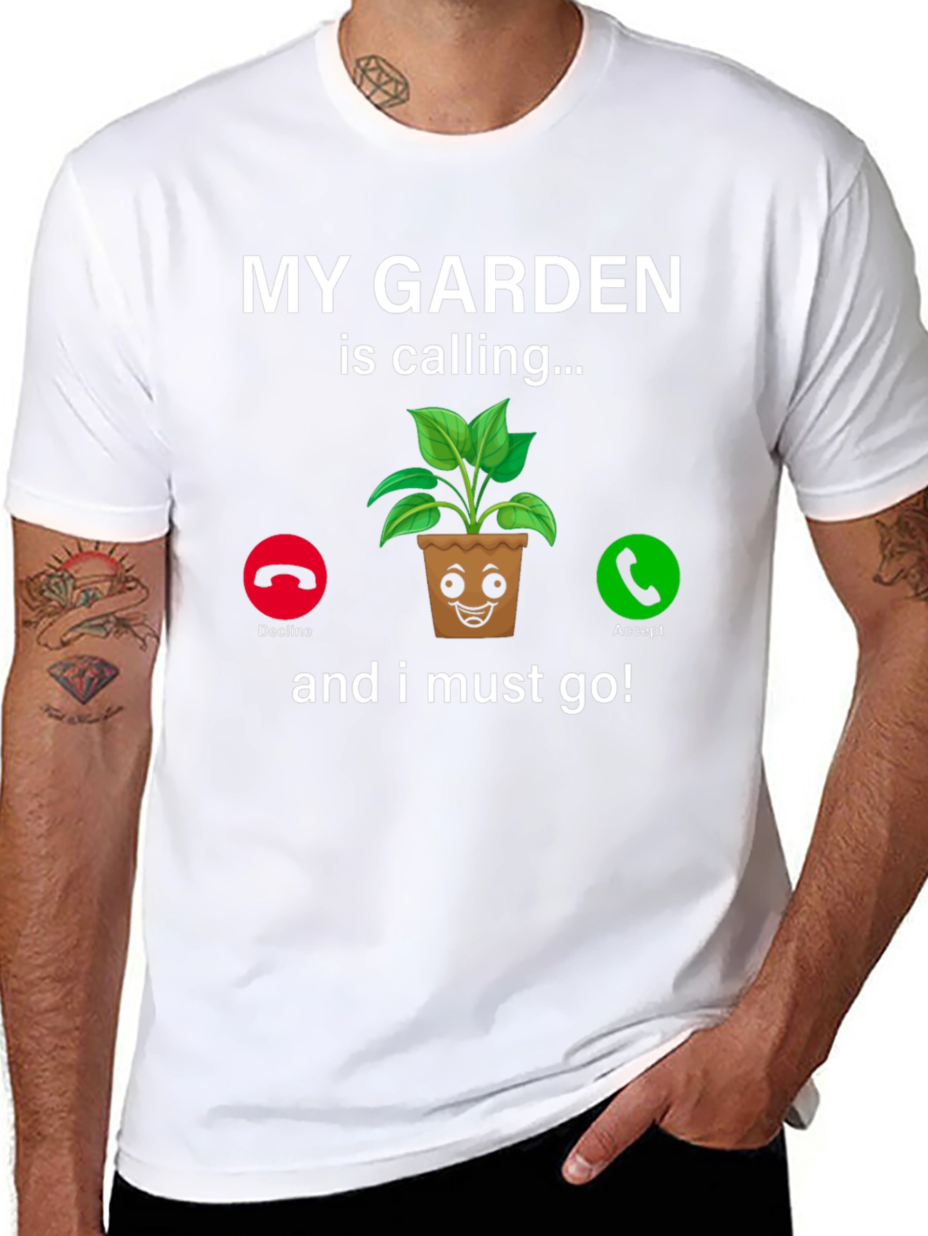 Black My Garden Is Calling T-Shirt Funny Gardener Tee view 8