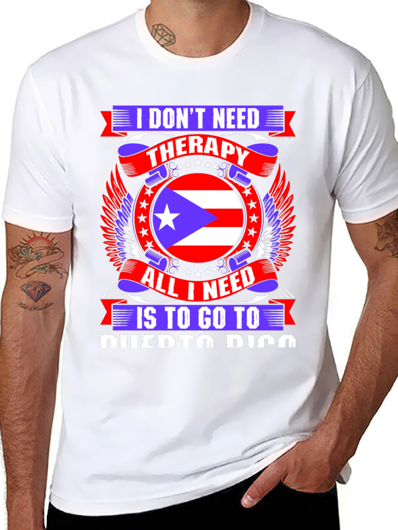 Black Puerto Rico Therapy T-Shirt view 8