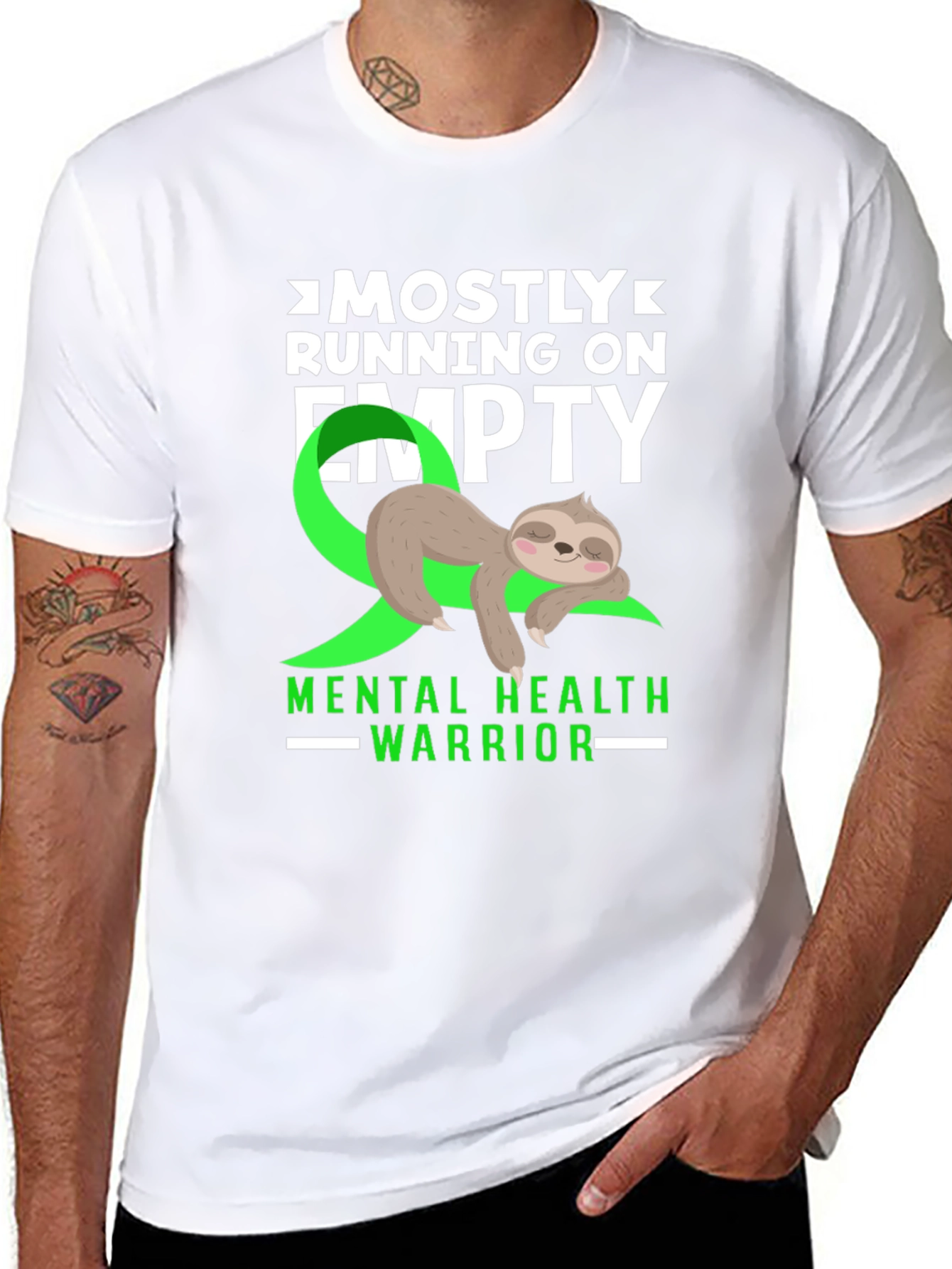 Black Mental Health Warrior Sloth T-Shirt view 8