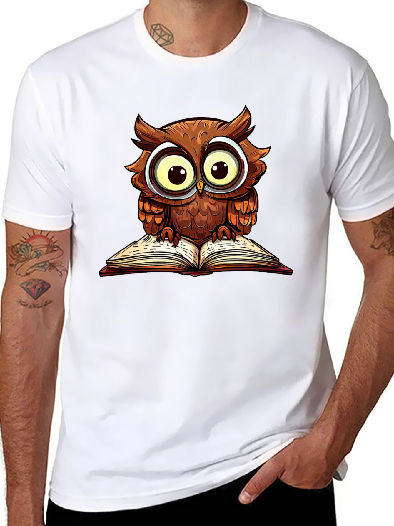 Black Owl Reading Book Graphic T-Shirt view 8