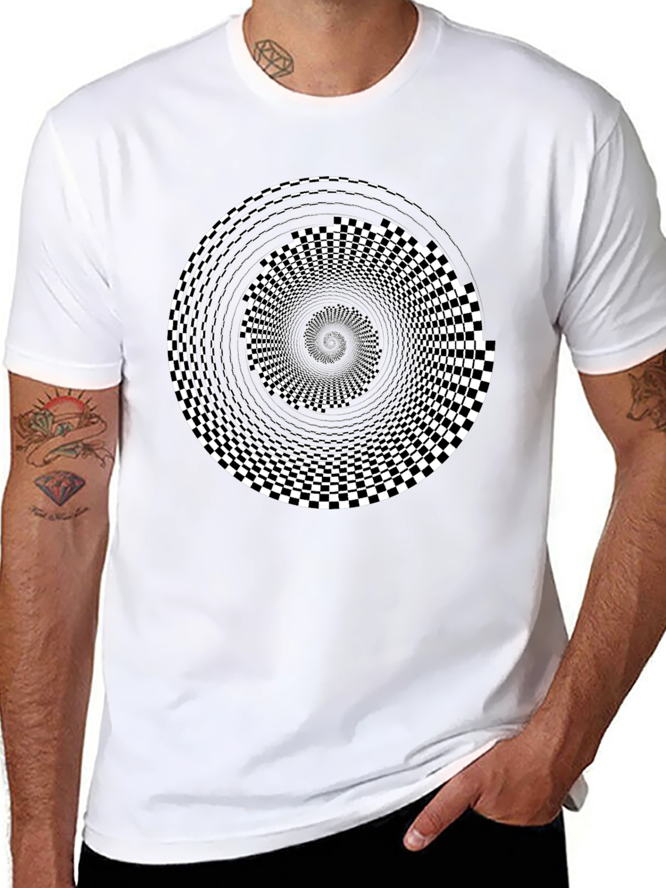 Black Optical Illusion Black T-Shirt view 8