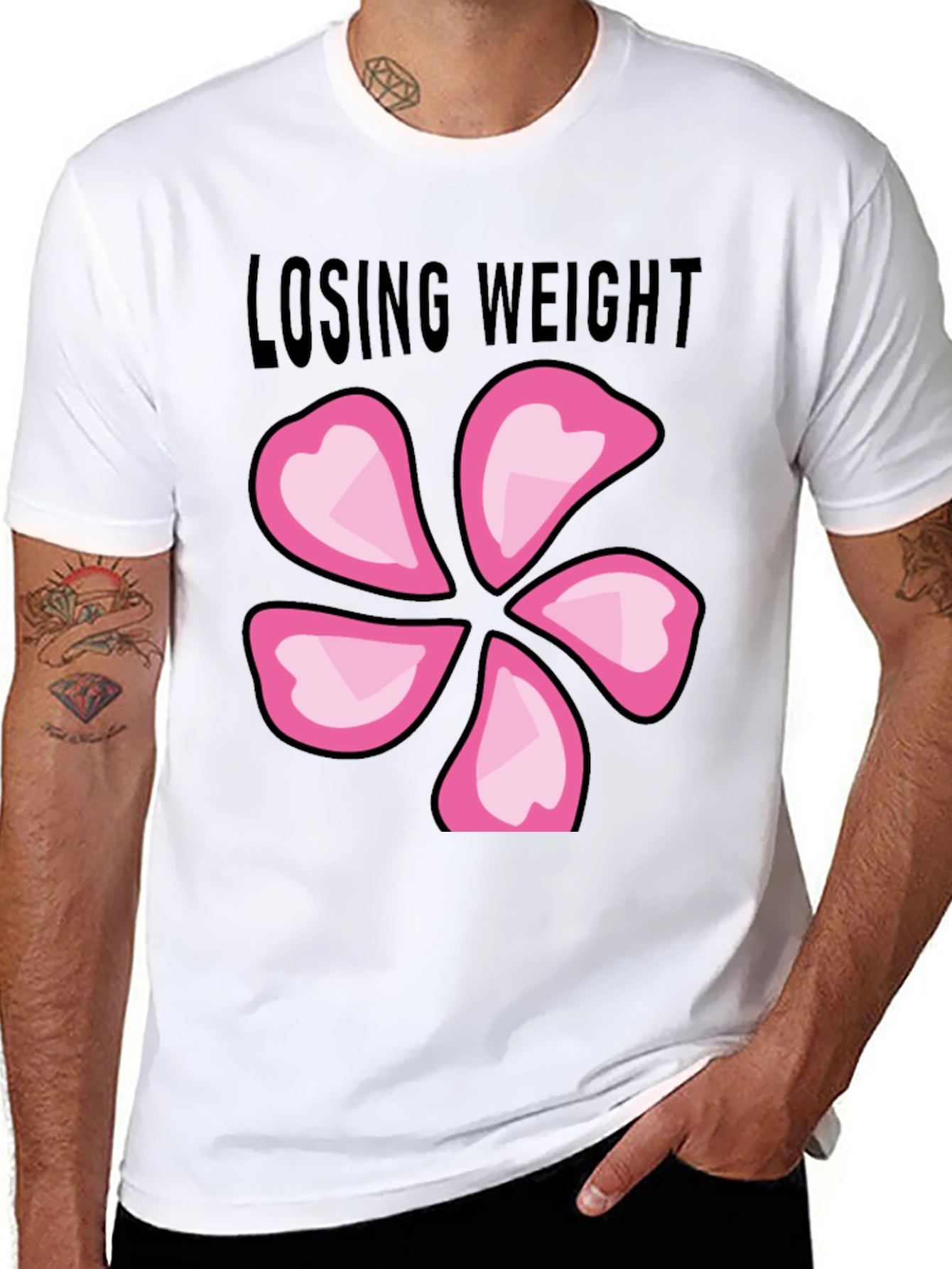 Black Losing Weight Flower T-Shirt - Black view 8