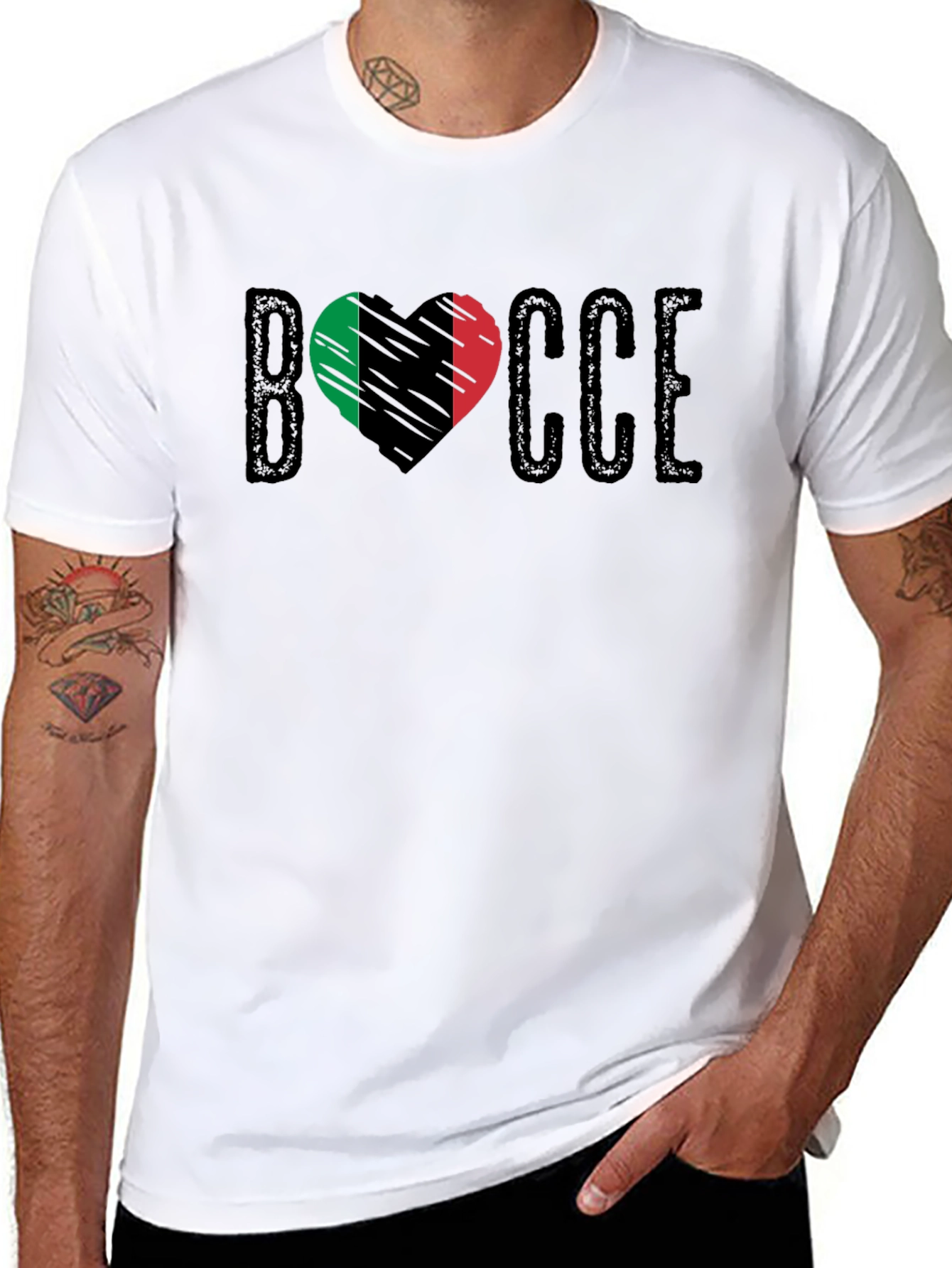 Black Bocce Heart Italian Flag T-Shirt view 8