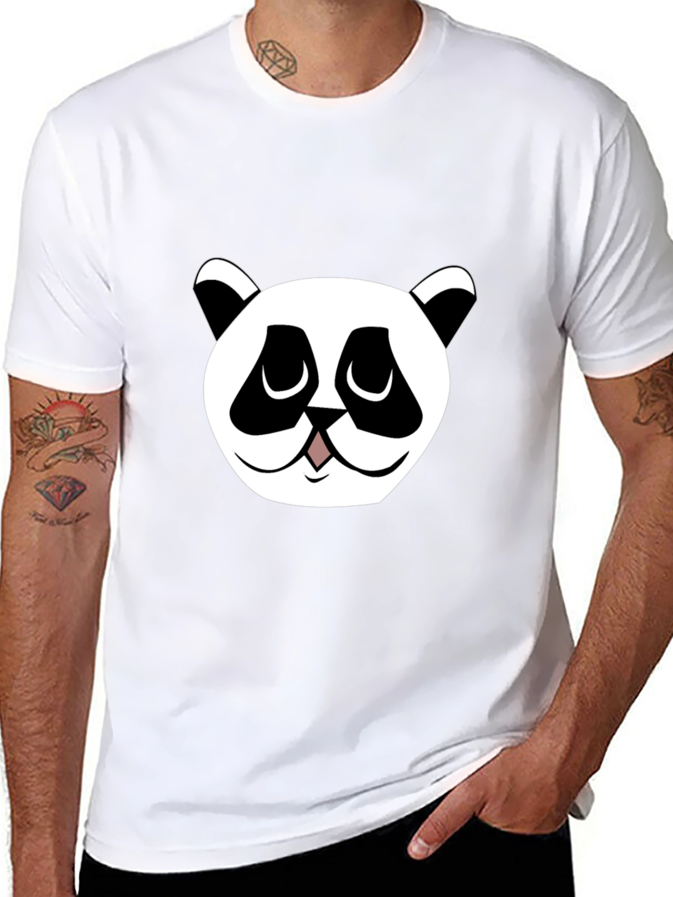 Panda Graphic Tee - Black Cotton Blend - 8