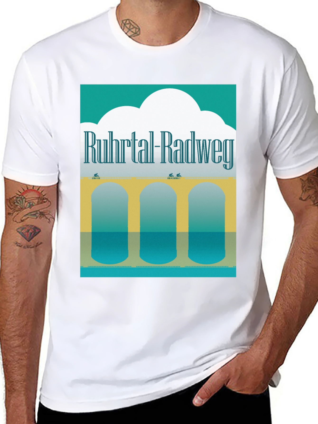 Black Ruhtal Radweg Graphic Tee - Cycling Tour Shirt view 8