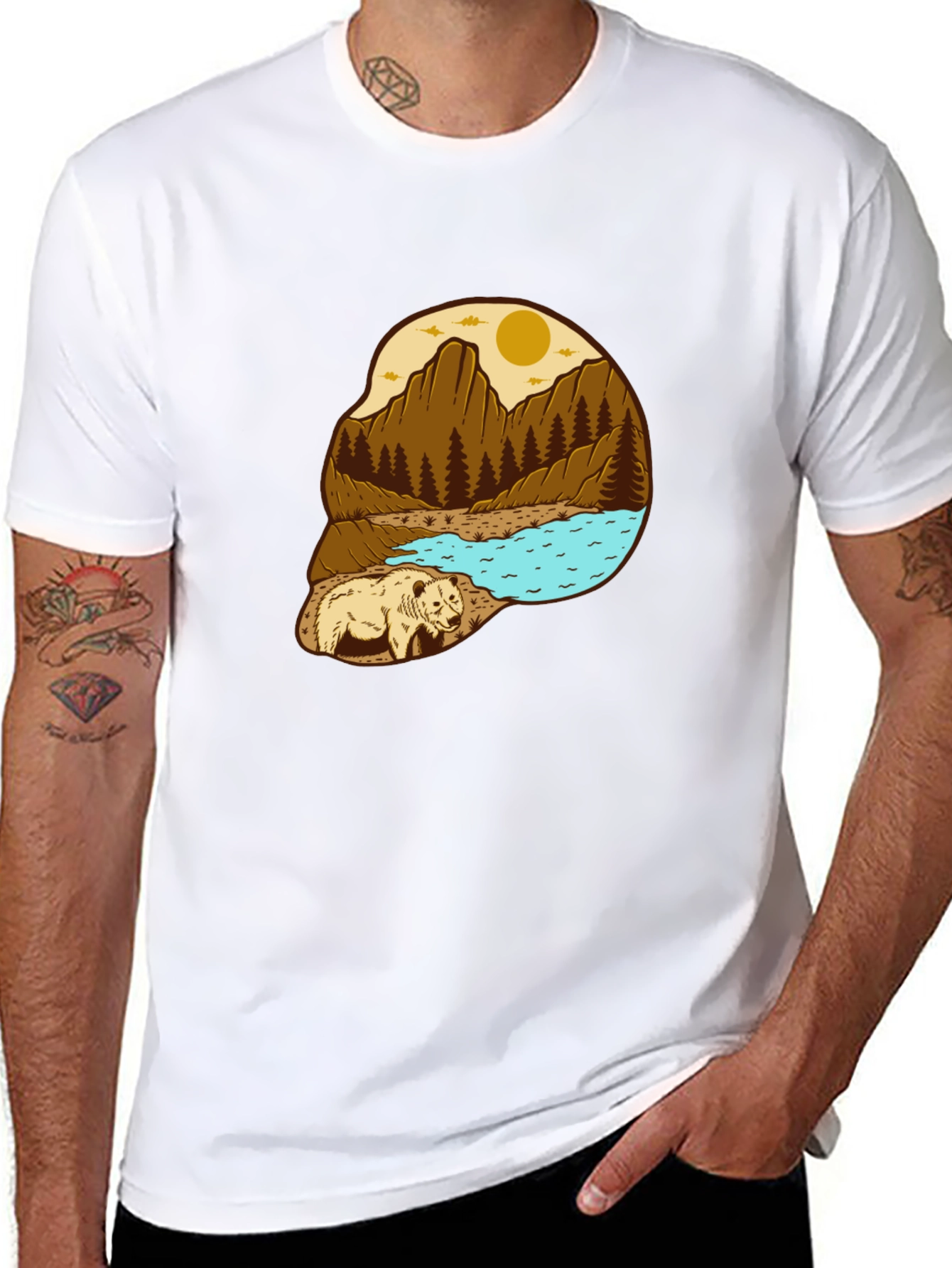 Black Bear Mountain Scene Graphic Tee view 8