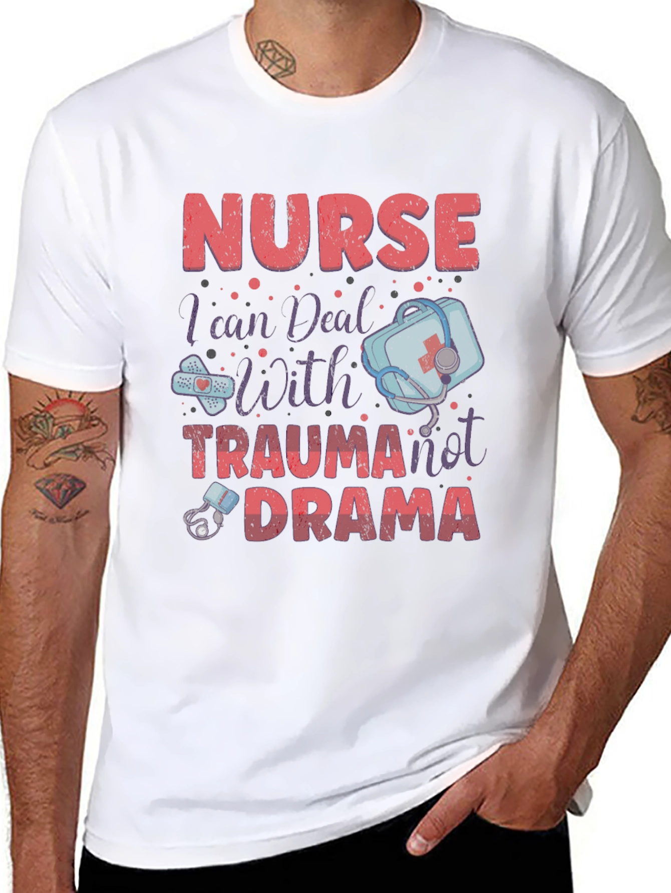 Black Nurse Trauma Drama T-Shirt - Medical Humor Apparel view 8