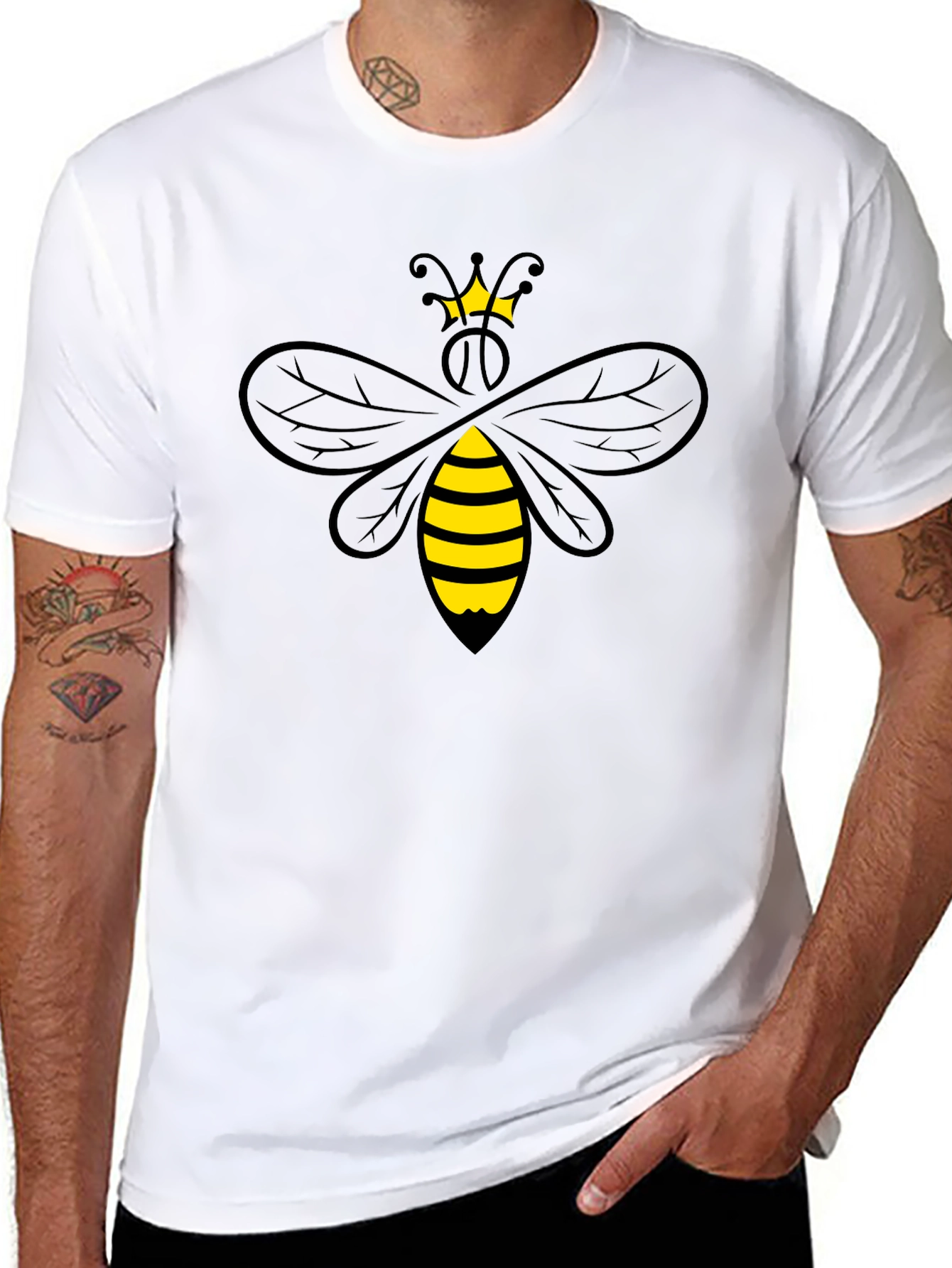 Black Queen Bee Graphic T-Shirt - Black Cotton Tee view 8