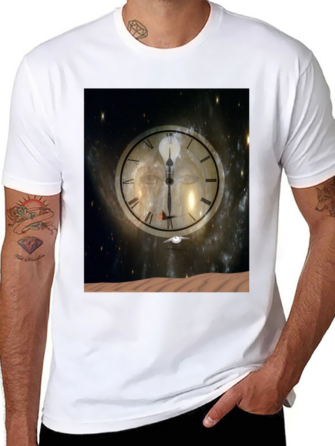 Black Time & Space Graphic Tee - Black Cotton Comfort view 8