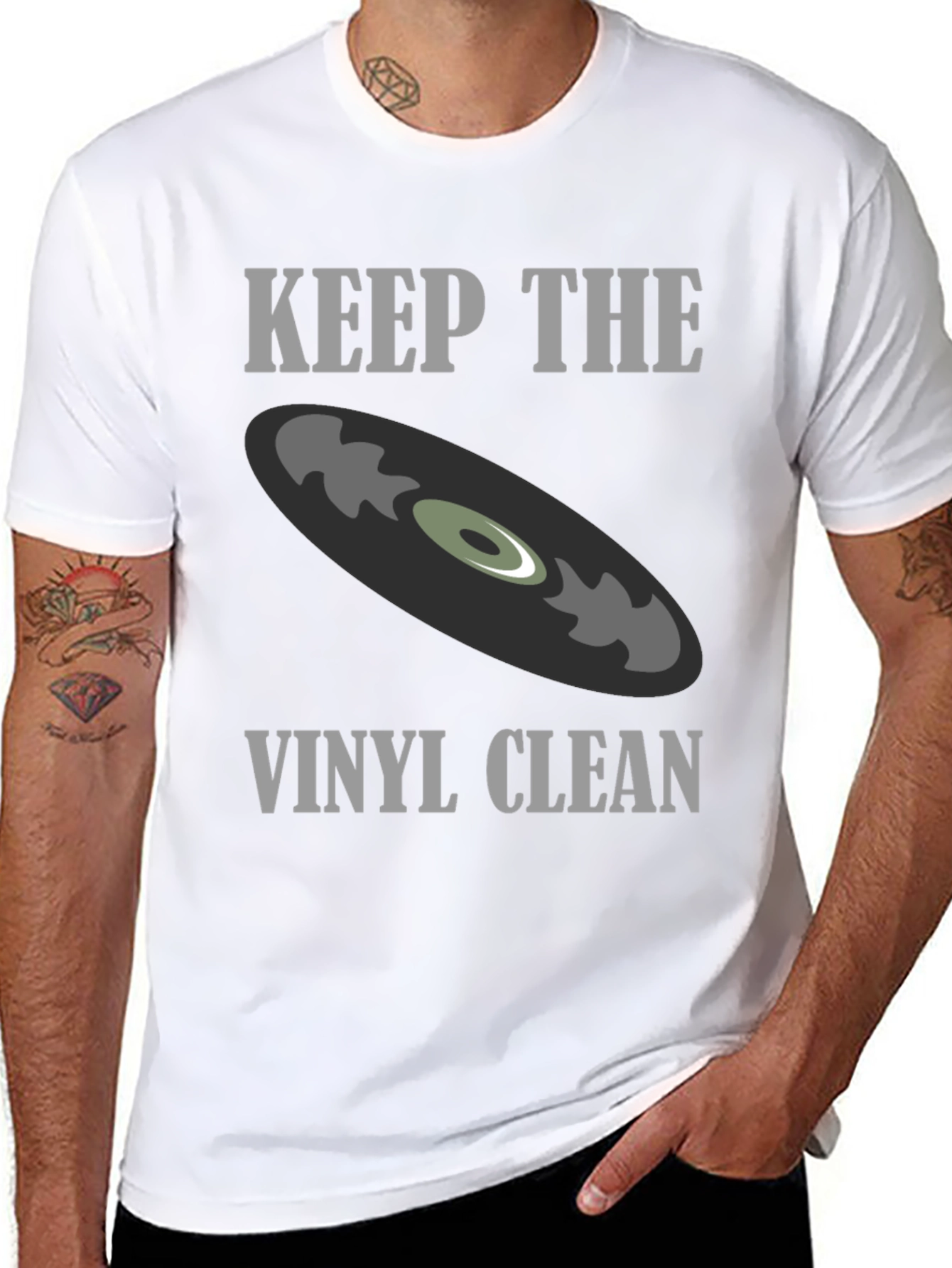 Black Keep The Vinyl Clean Graphic Tee view 8