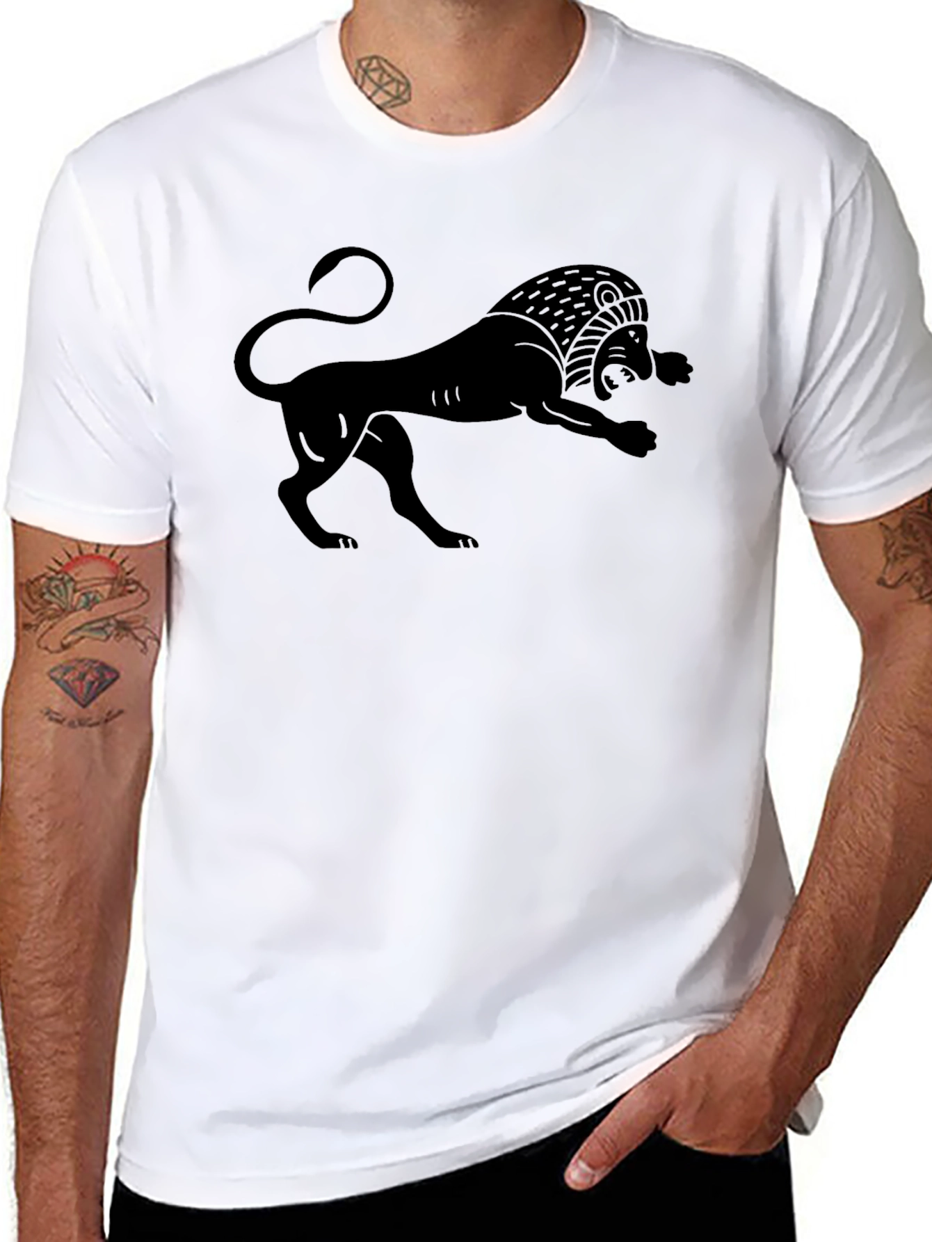 Black Black Lion Graphic Tee - Bold Statement Shirt view 8