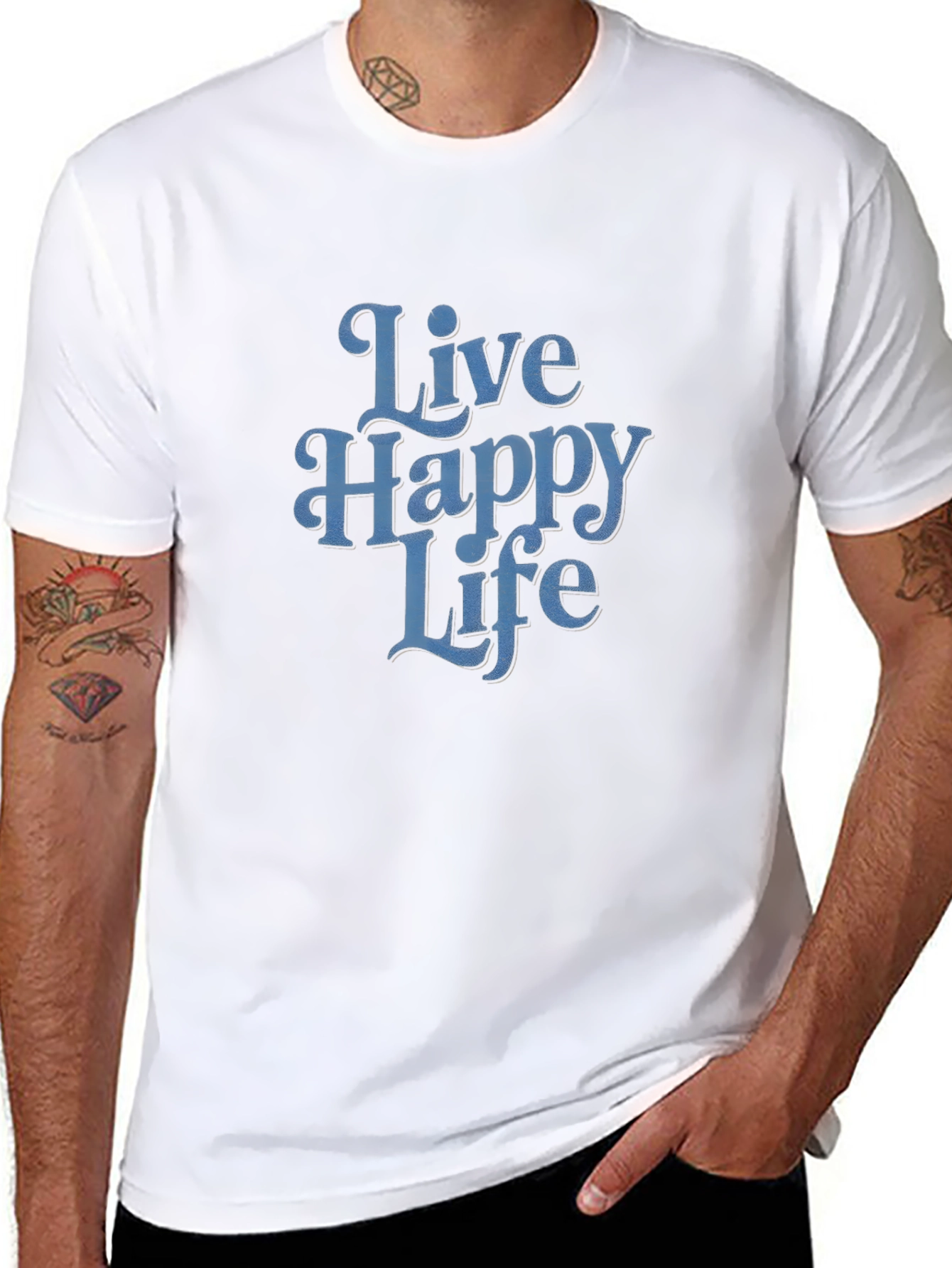 Black Live Happy Life Graphic Tee - Soft Cotton Comfort view 8