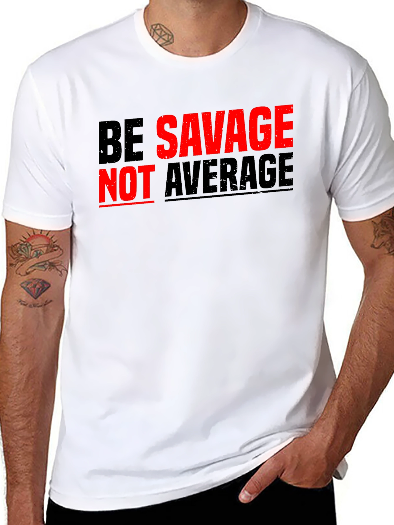 Black Be Savage Not Average Graphic Tee view 8