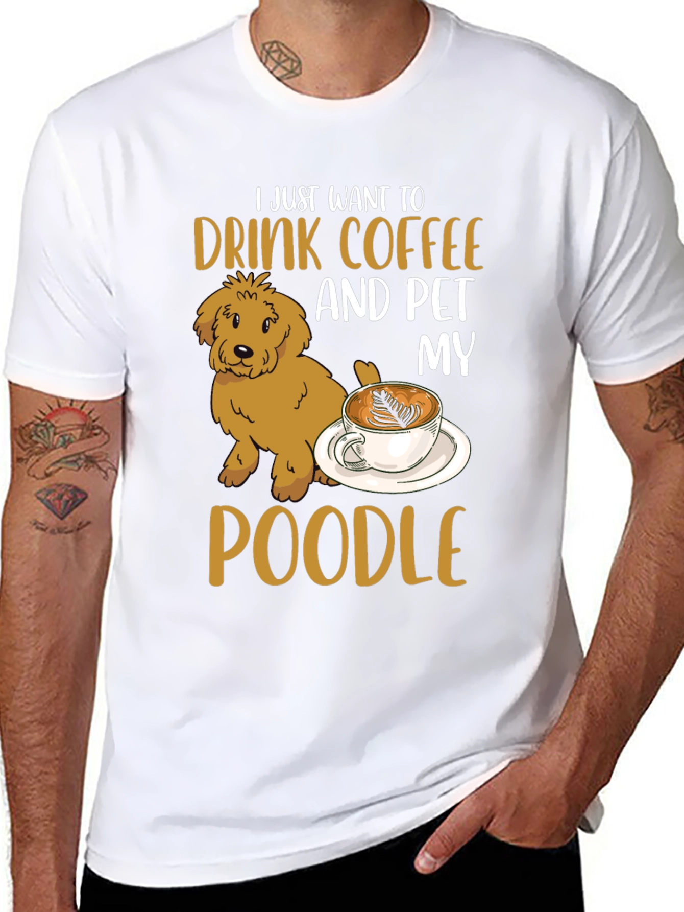 Black Drink Coffee & Pet My Poodle T-Shirt view 8