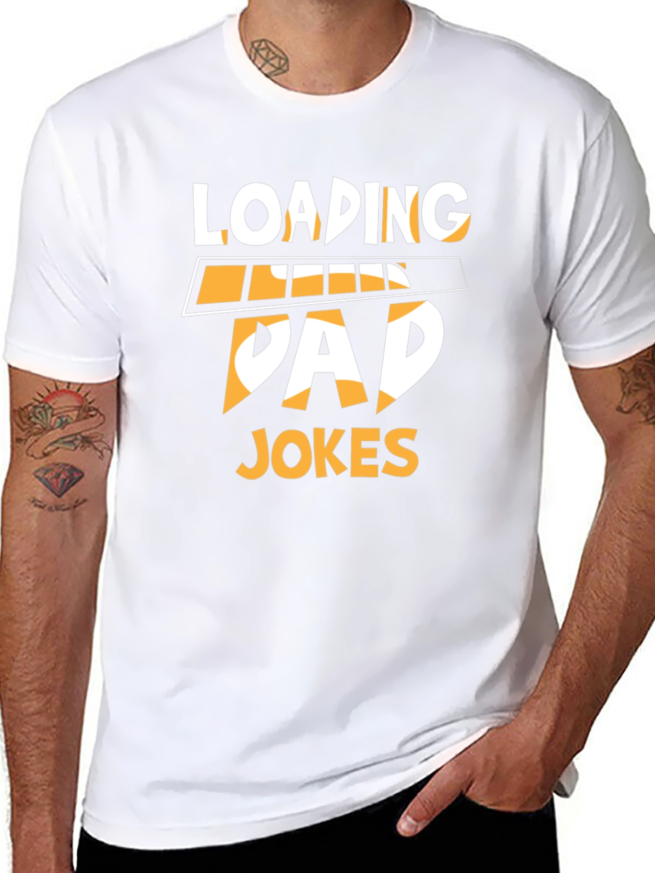 Black Loading Dad Jokes Funny Graphic T-Shirt view 8
