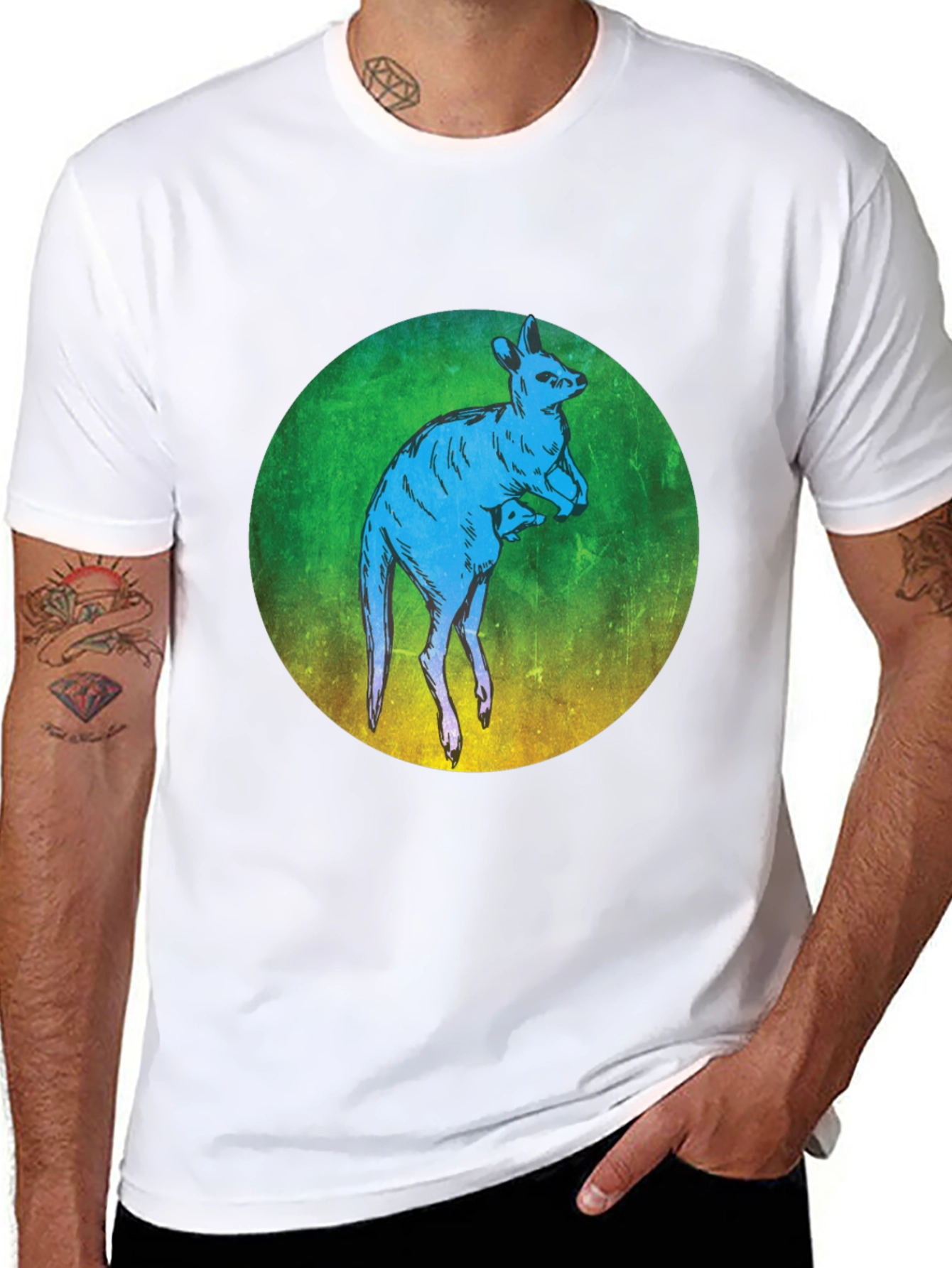 Black Kangaroo Graphic T-Shirt - Unique Animal Design view 8