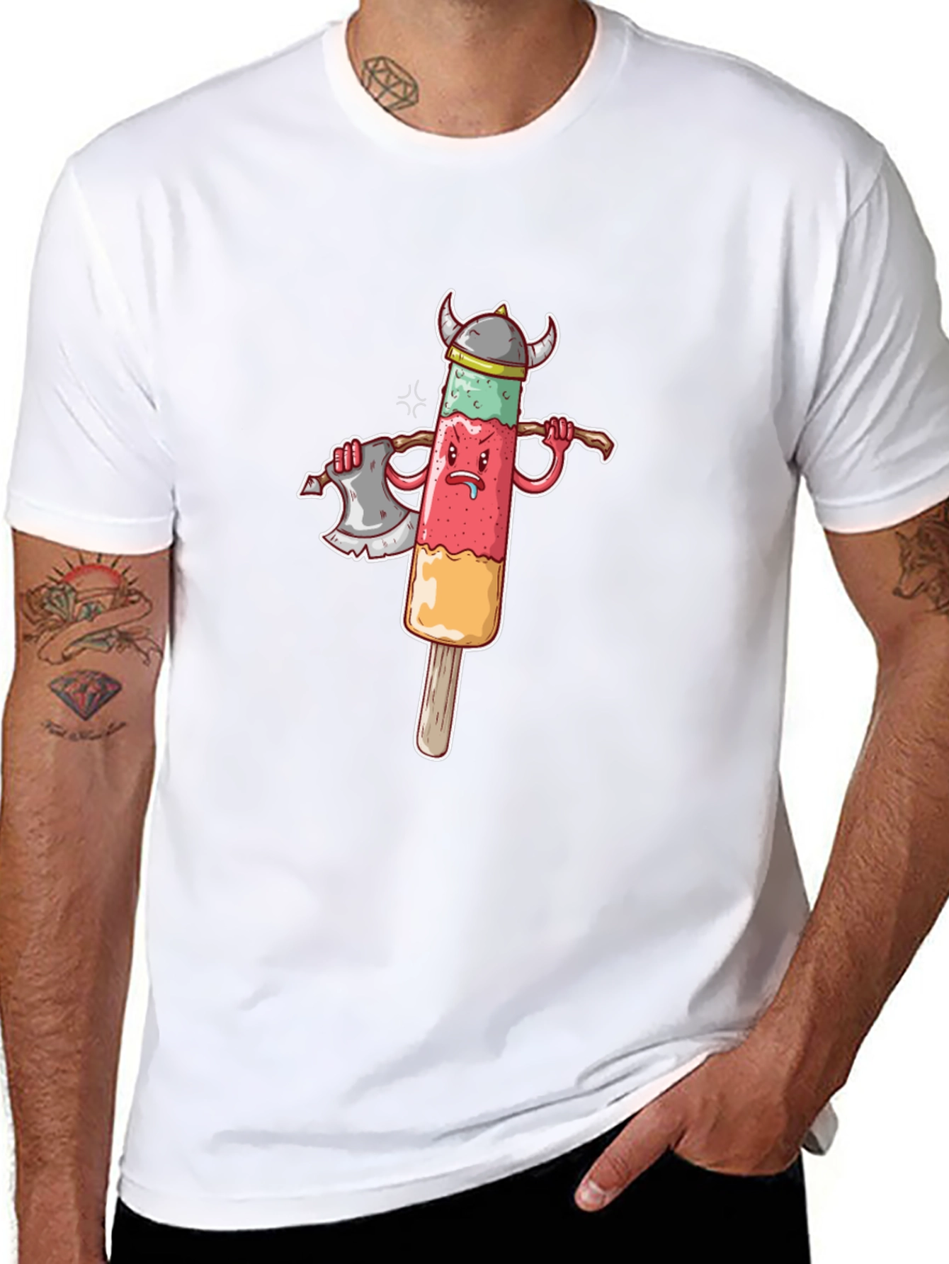 Black Viking Ice Pop Graphic Tee - Funny Novelty Shirt view 8