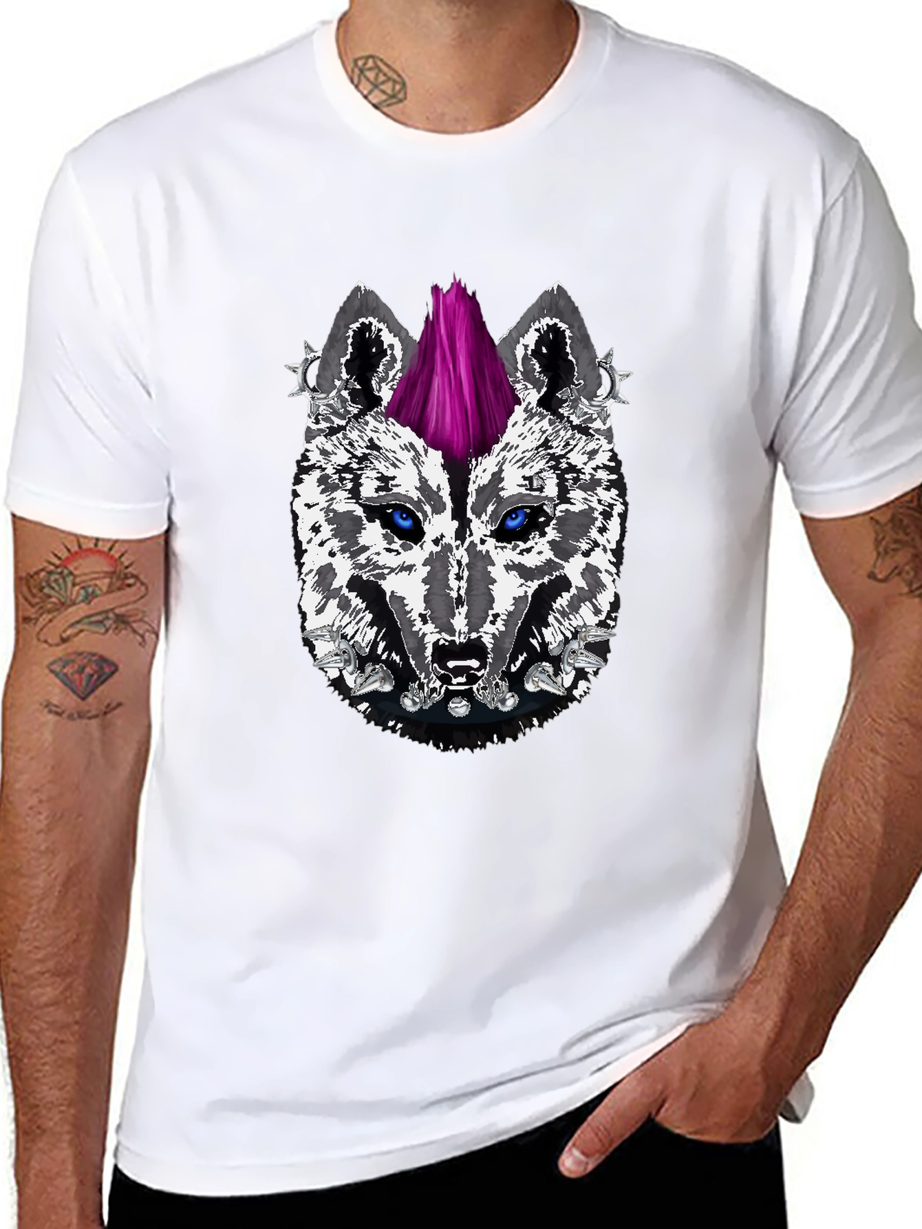 Black Punk Wolf Graphic Tee - Fierce Style view 8