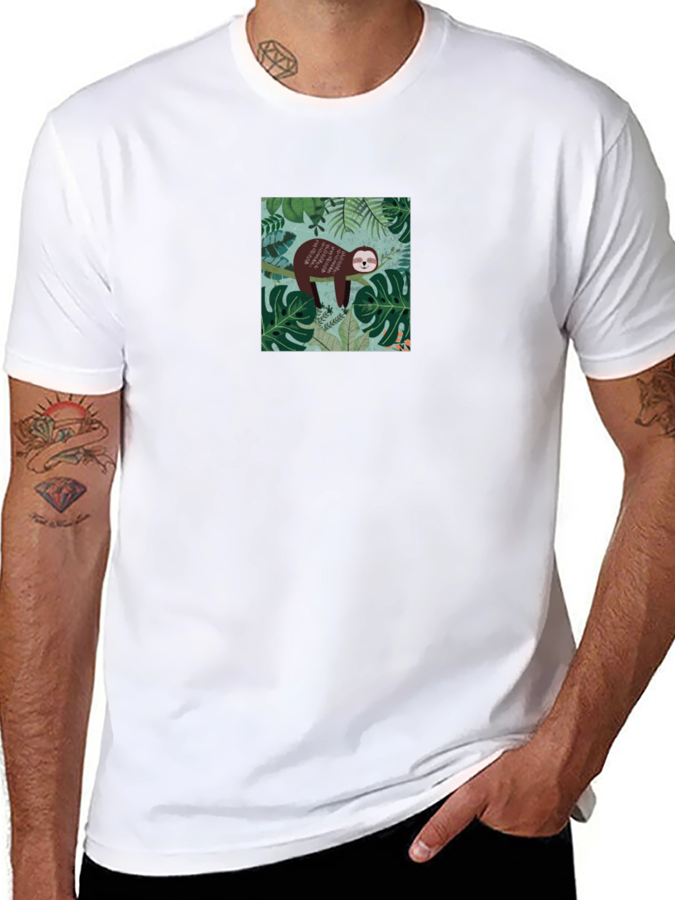 Black Sloth Graphic T-Shirt - Relaxed Jungle Vibes view 8