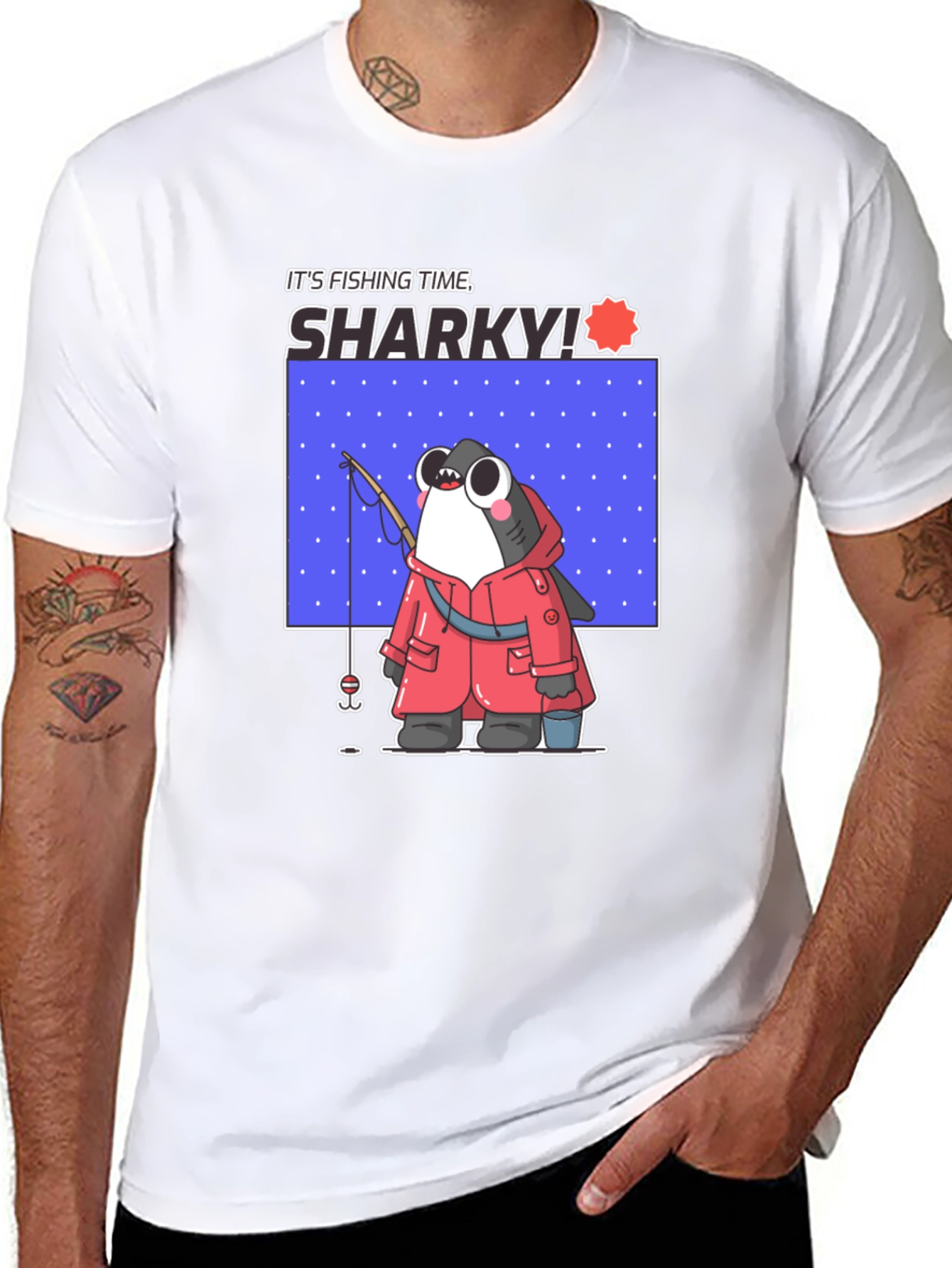 Black It's Fishing Time Sharky T-Shirt view 8