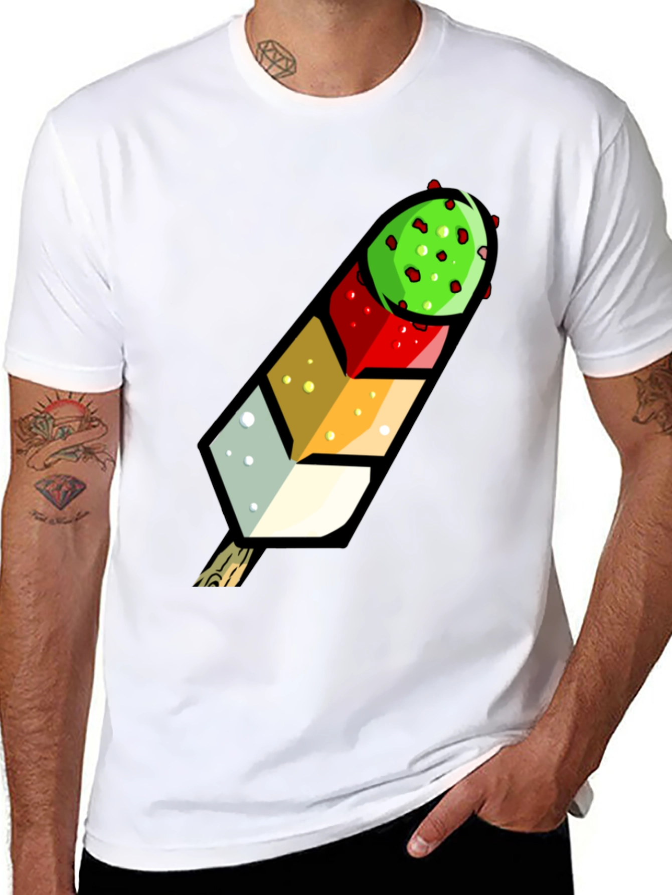 Black Funky Fruit Pop T-Shirt - Unique Colorful Design view 8