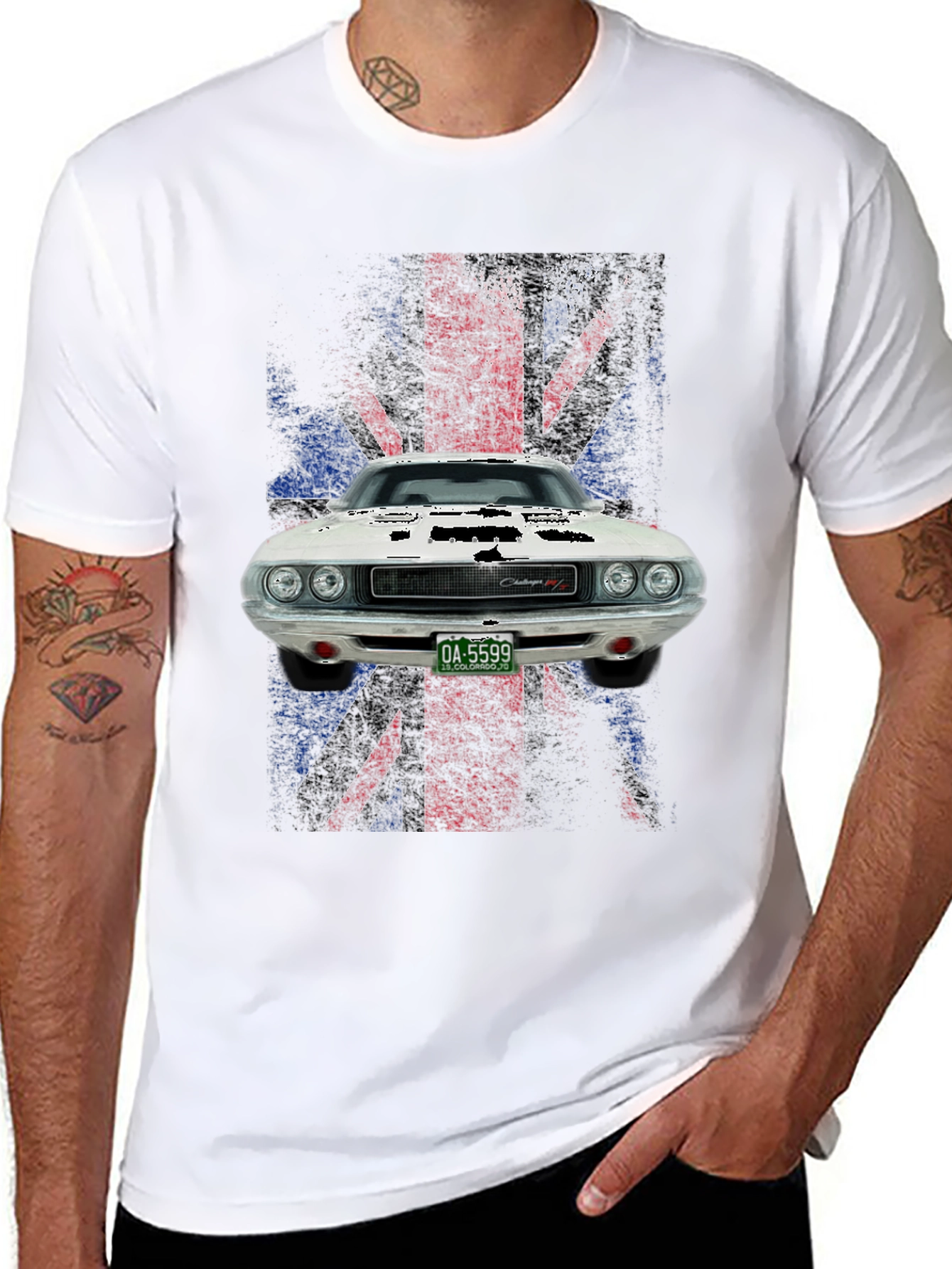 Black Vintage Muscle Car T-Shirt view 8