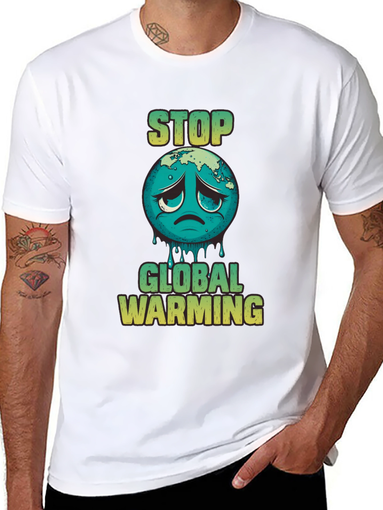 Black Stop Global Warming Graphic T-Shirt view 8