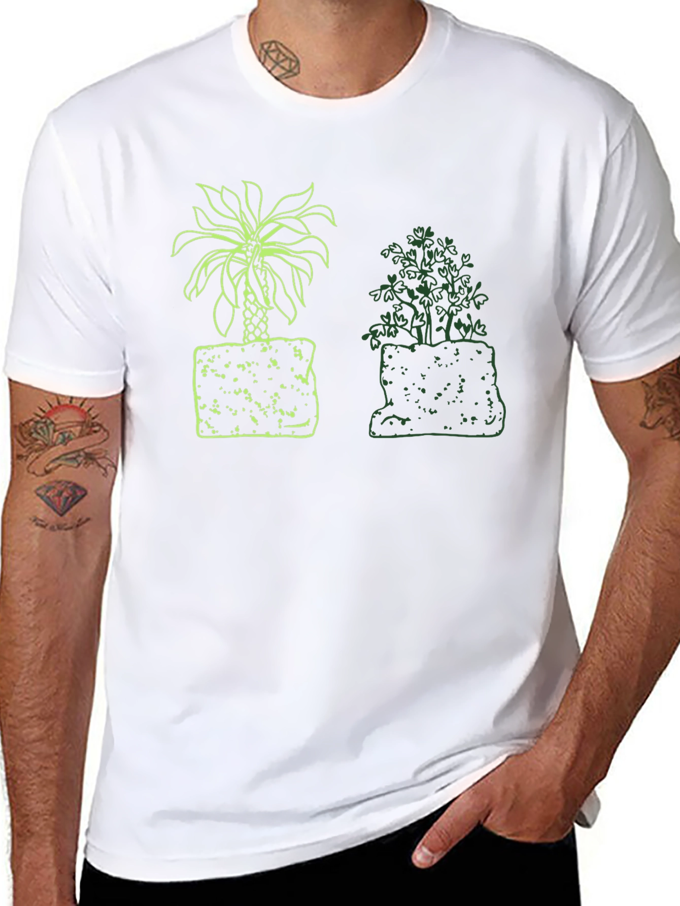 Black Palm & Shrub Graphic Black T-Shirt view 8