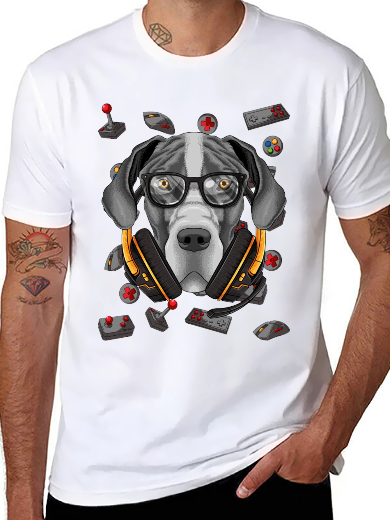 Black Gamer Dog T-Shirt - Funny Graphic Tee view 8