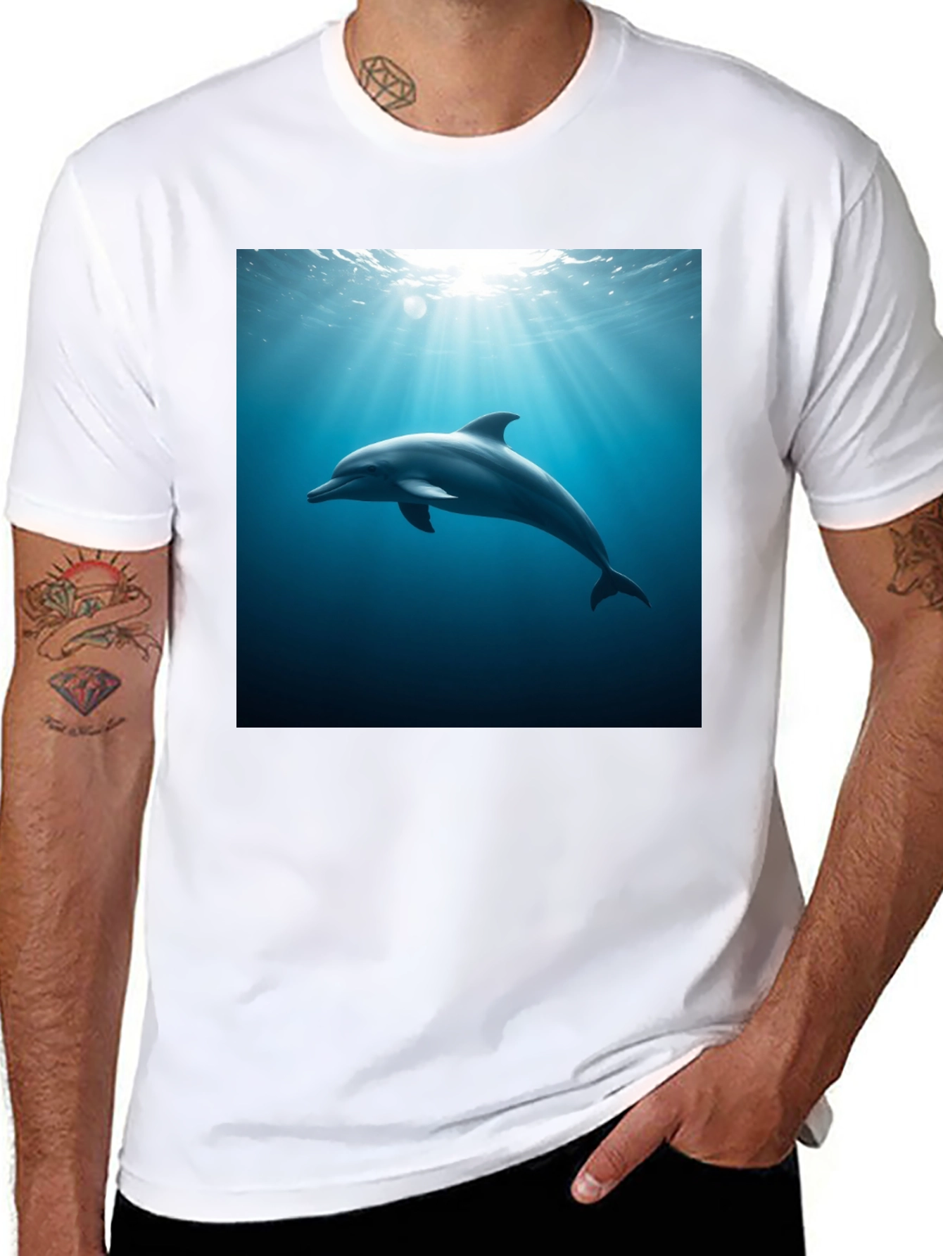 Black Dolphin Ocean Depths Graphic Tee - Black Cotton view 8