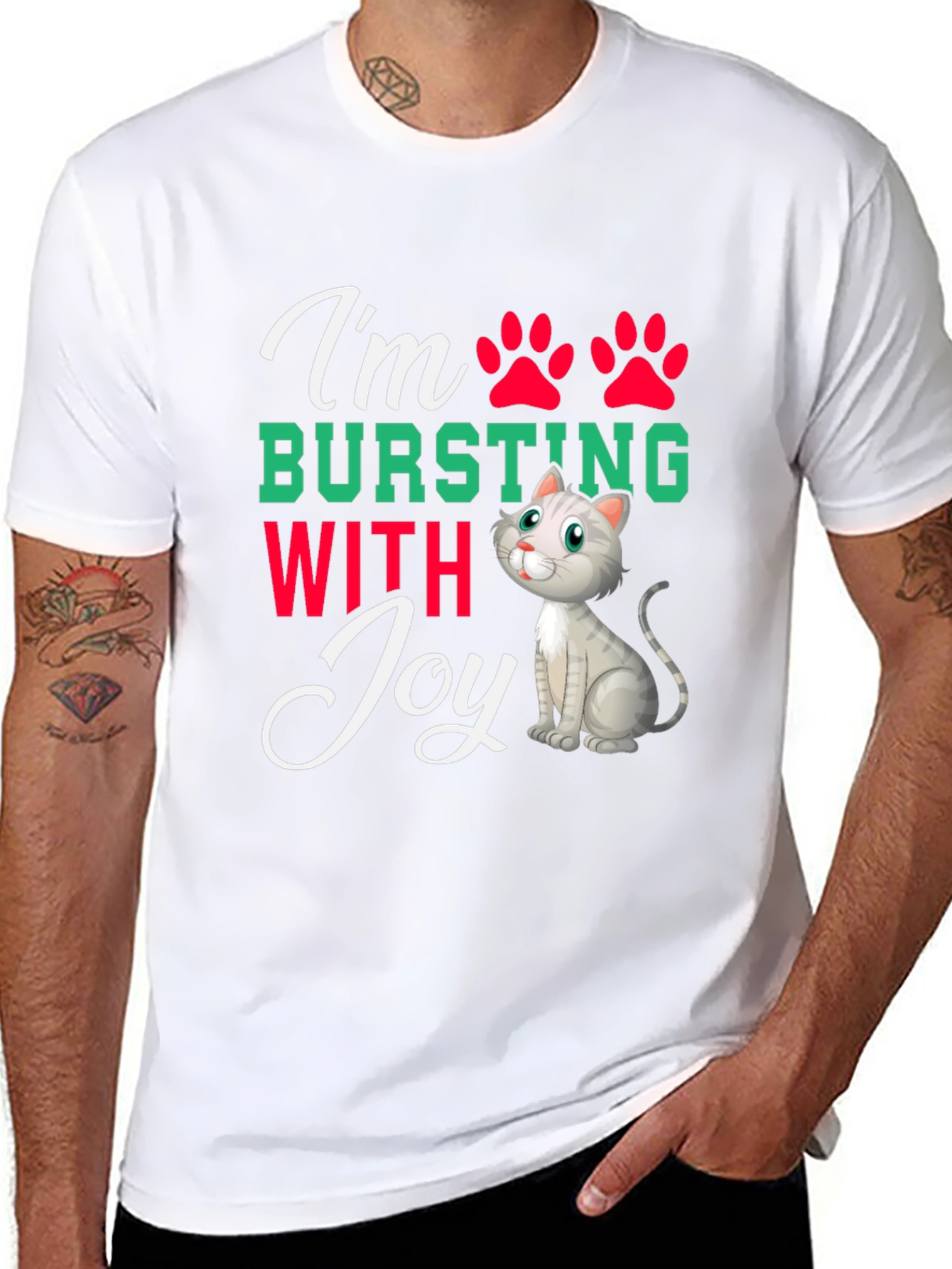 Black I'm Bursting With Joy Cat T-Shirt view 8