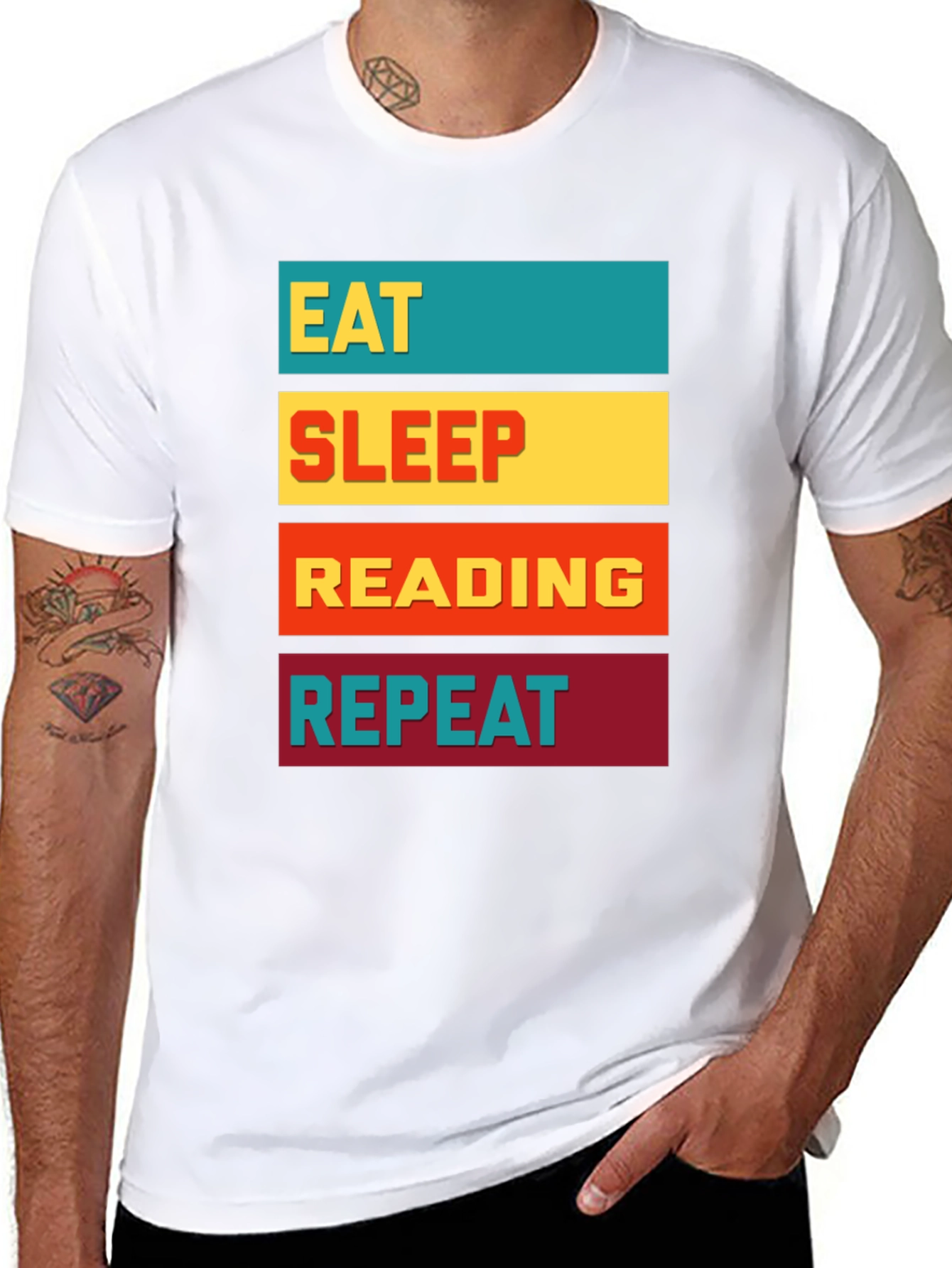 Black Eat Sleep Reading Repeat Graphic Tee view 8